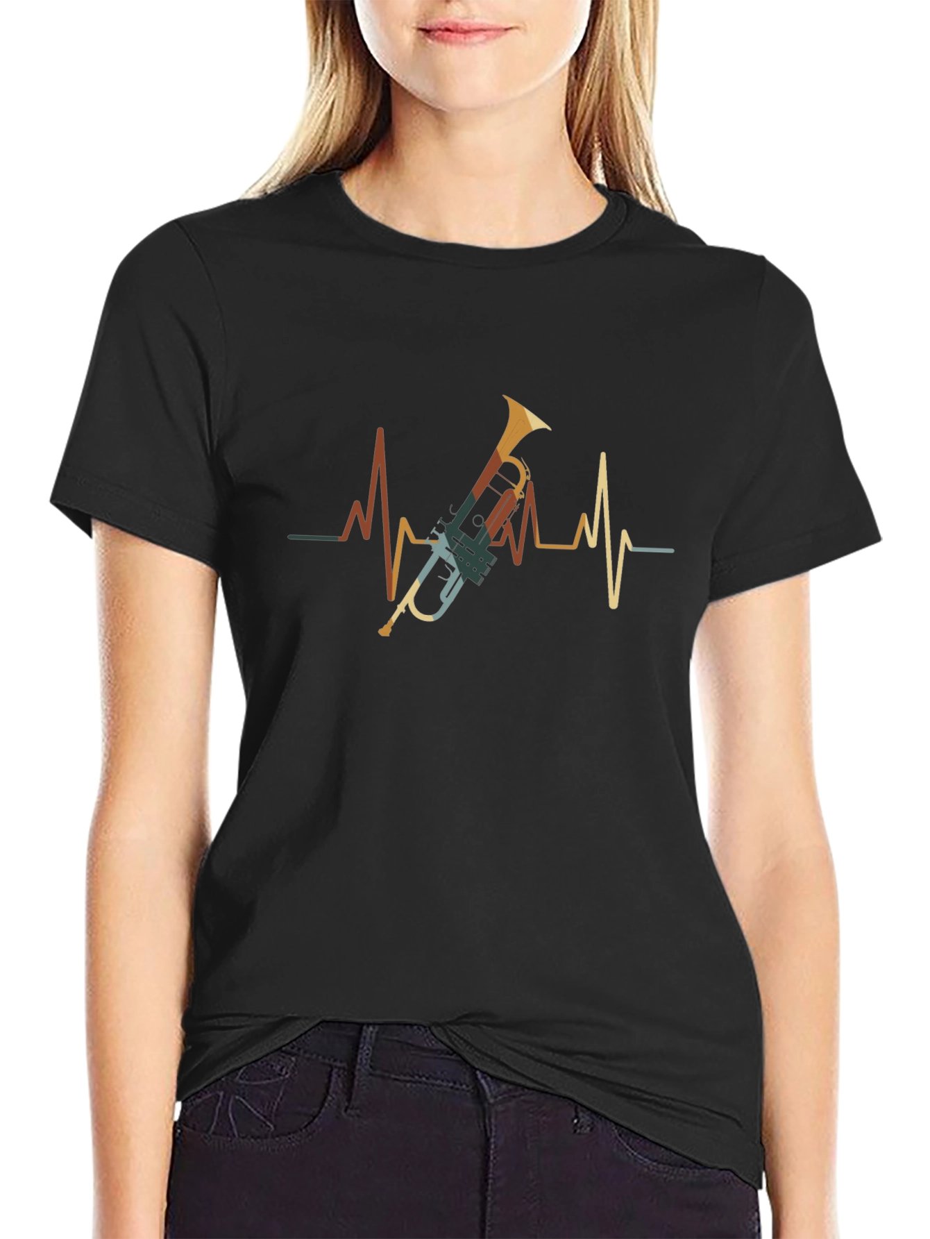 Trumpet Heartbeat Graphic Tee - Musicians Style