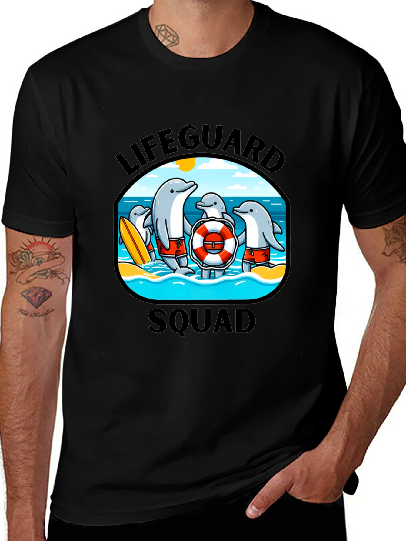Lifeguard Squad Dolphin Graphic T-Shirt