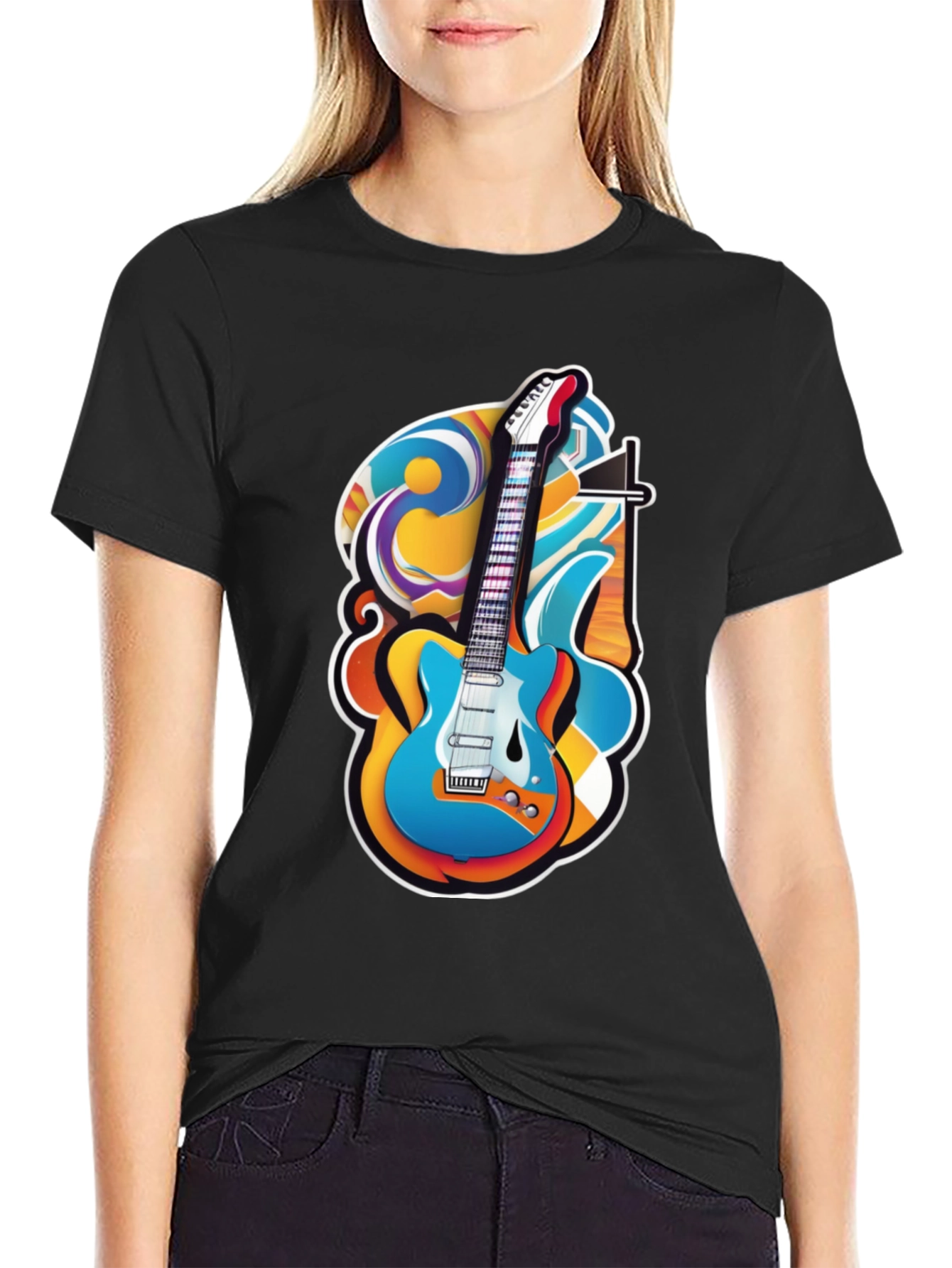 Guitar Art Graphic T-Shirt - Rock Style Tee