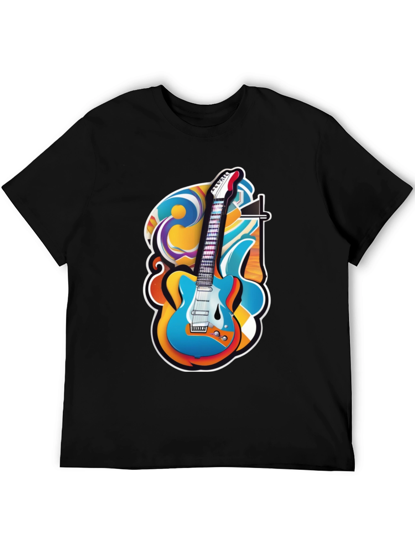 Guitar Art Graphic T-Shirt - Rock Style Tee
