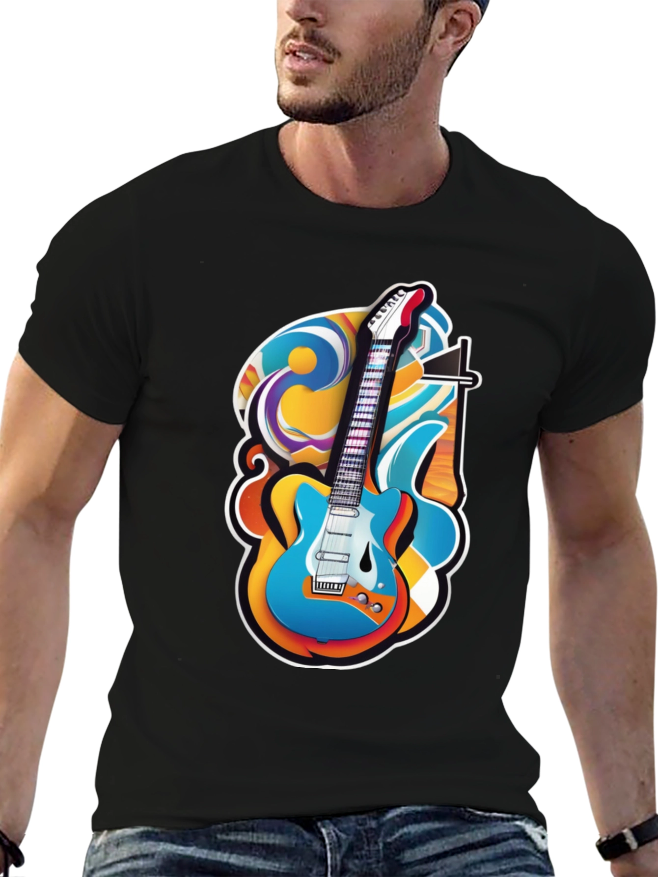 Guitar Art Graphic T-Shirt - Rock Style Tee