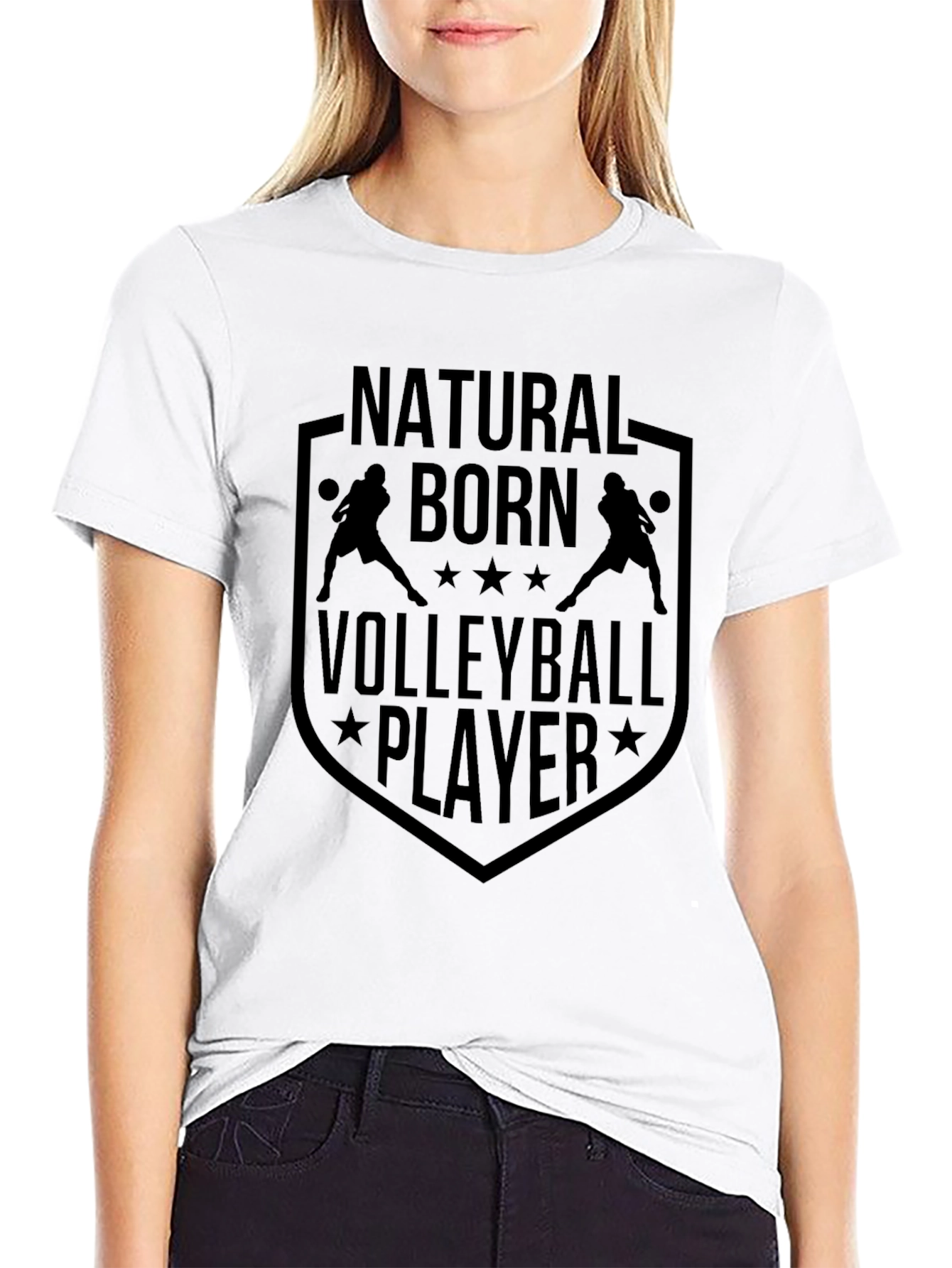 Natural Born Volleyball Player Black T-Shirt