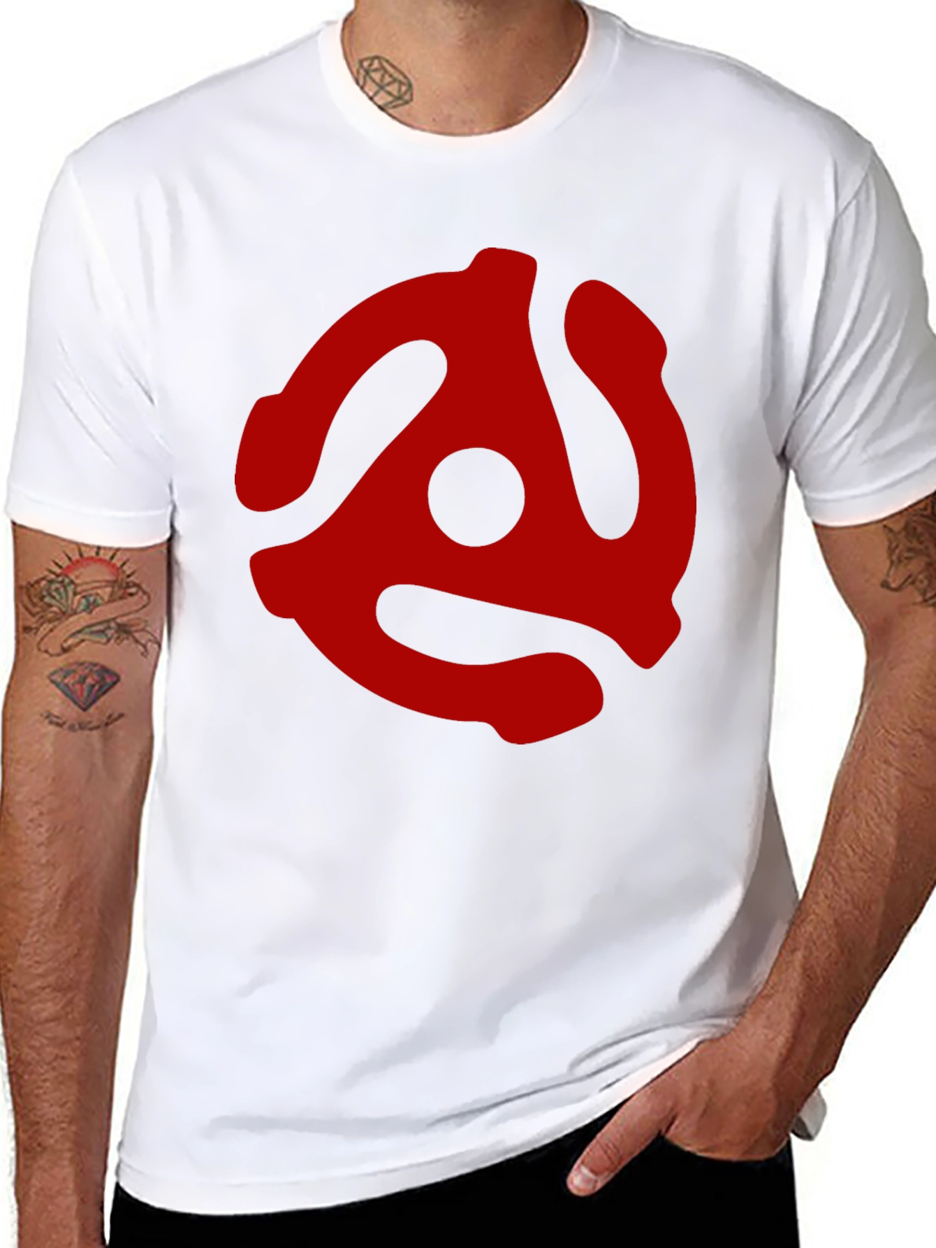Red 45 RPM Adapter Graphic Tee - Black