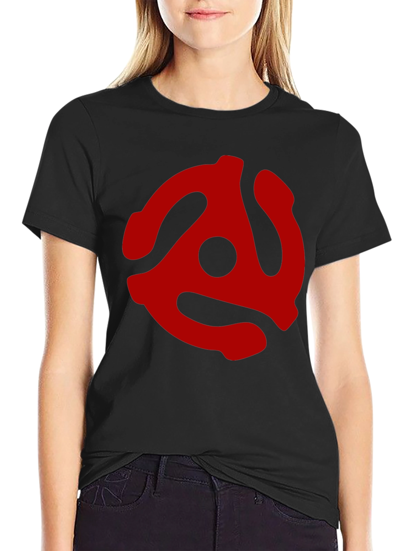 Red 45 RPM Adapter Graphic Tee - Black