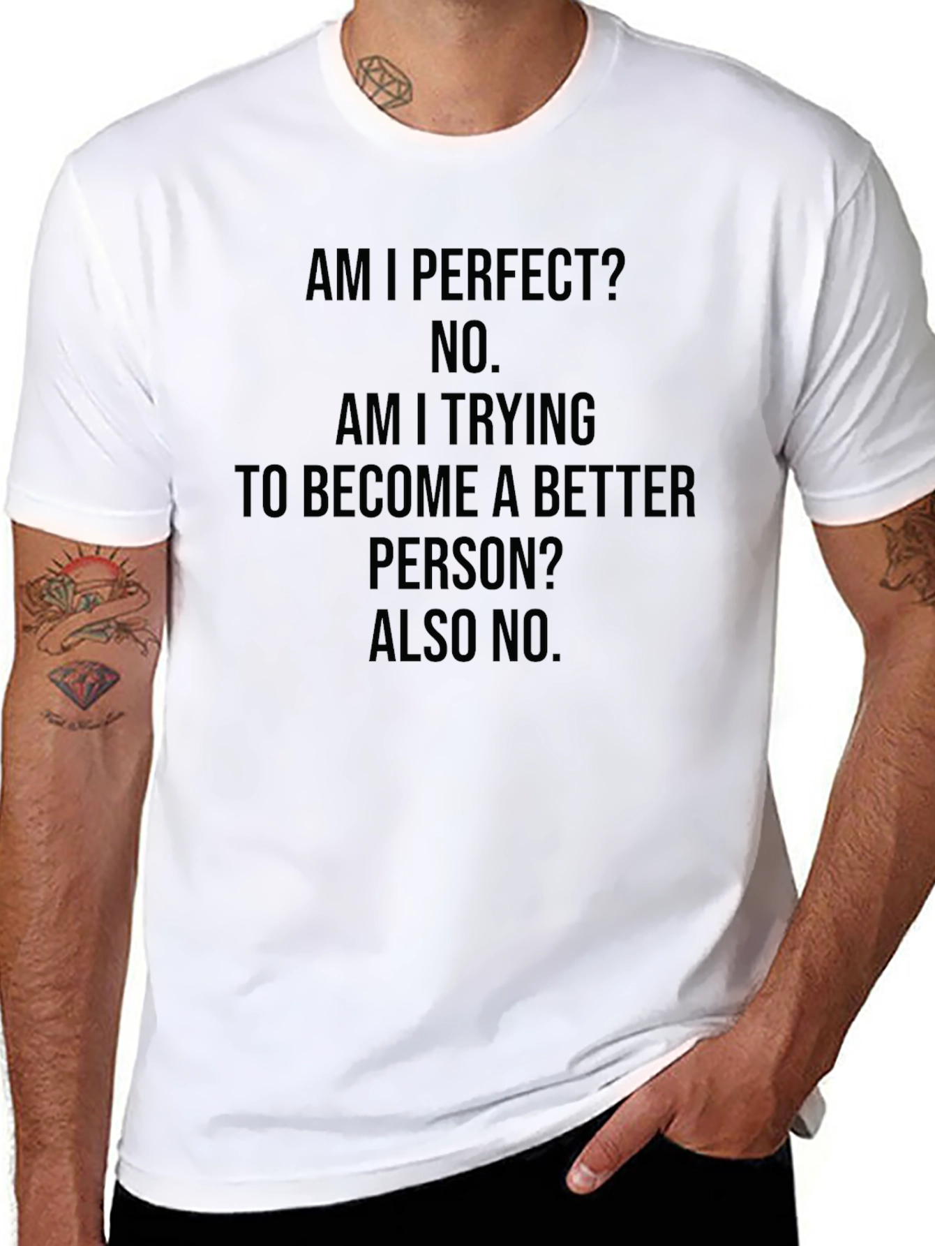 Funny Graphic Tee: Am I Perfect? No. Black T-Shirt
