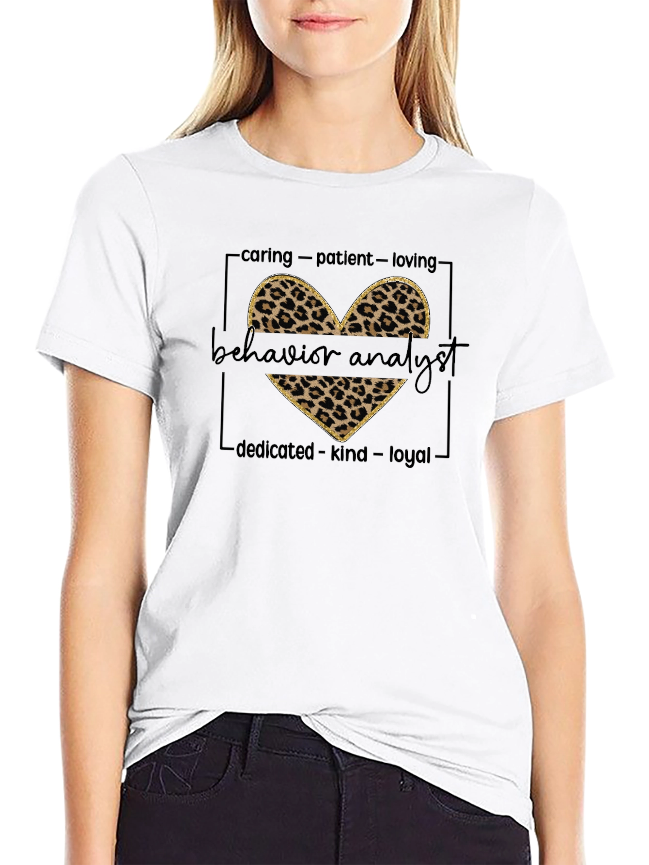 Behavior Analyst Leopard Heart Graphic Tee