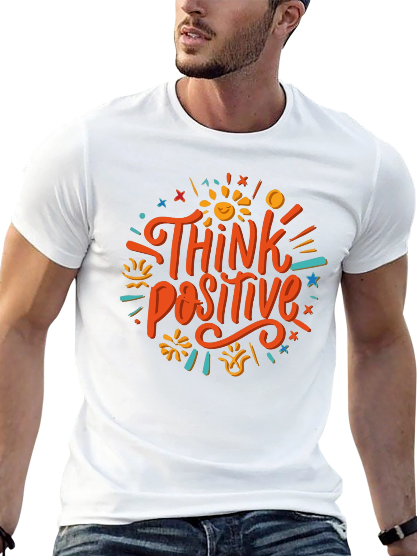 Think Positive Graphic Tee - Black Cotton Blend
