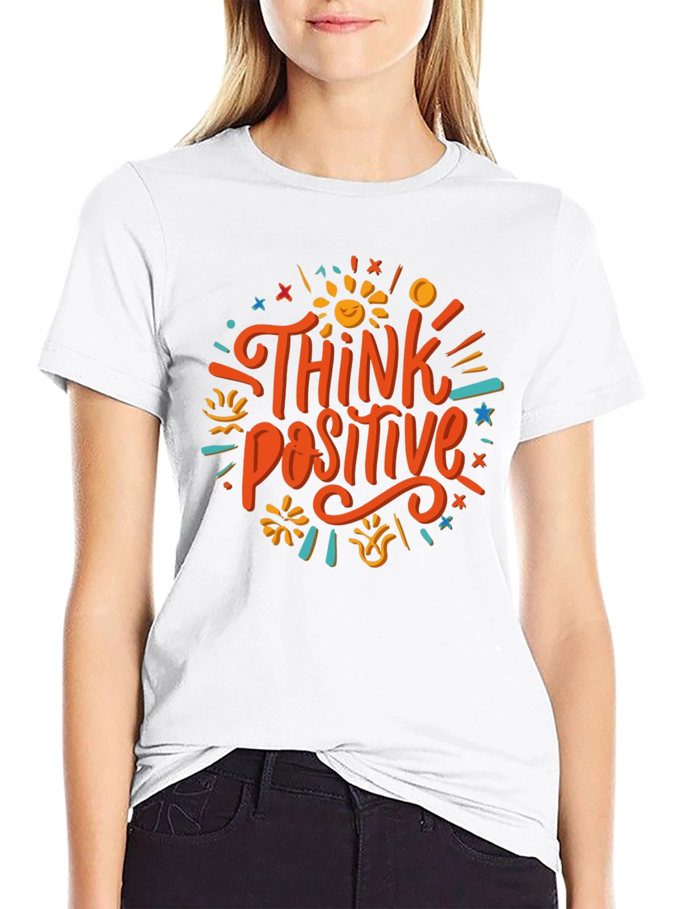 Think Positive Graphic Tee - Black Cotton Blend