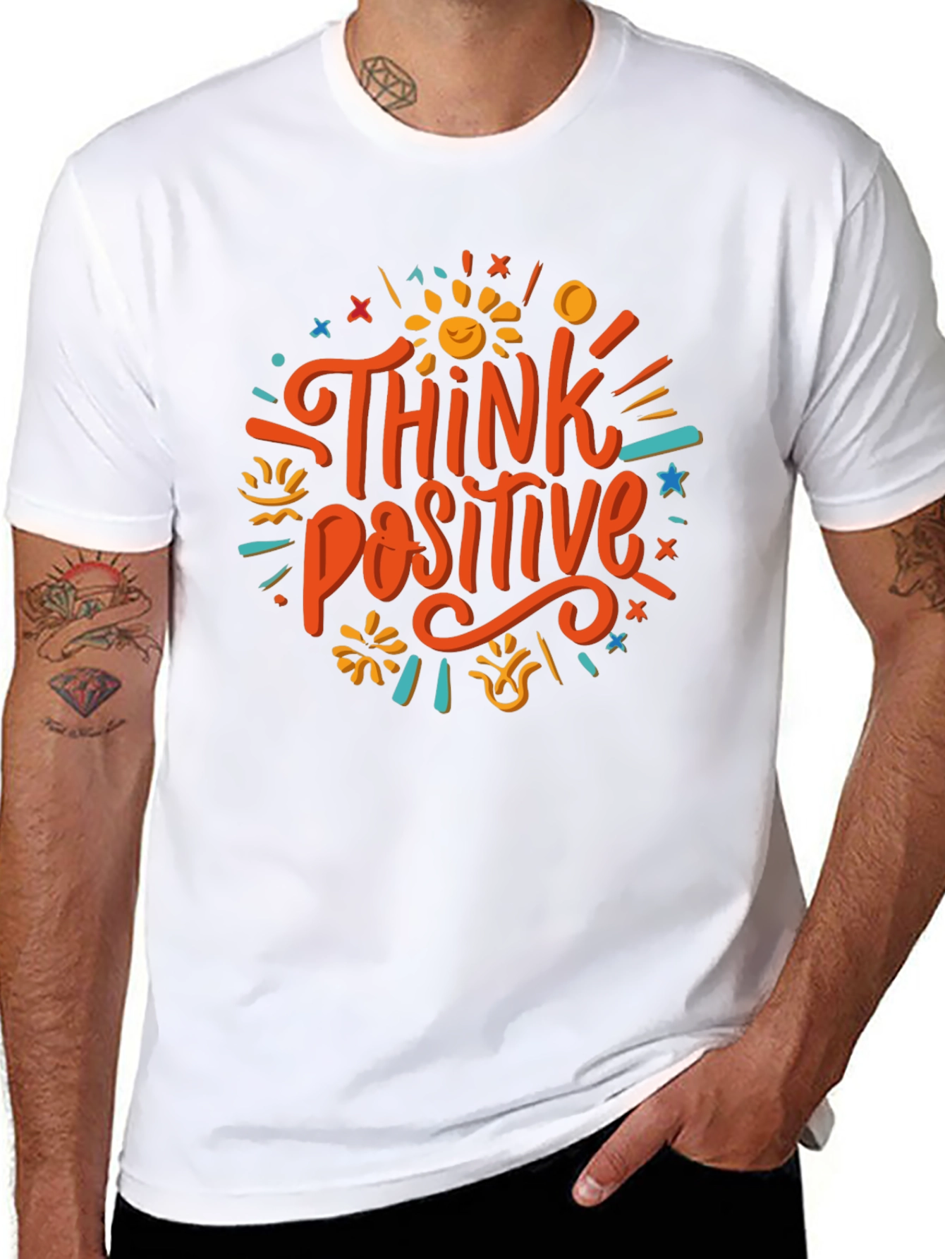 Think Positive Graphic Tee - Black Cotton Blend