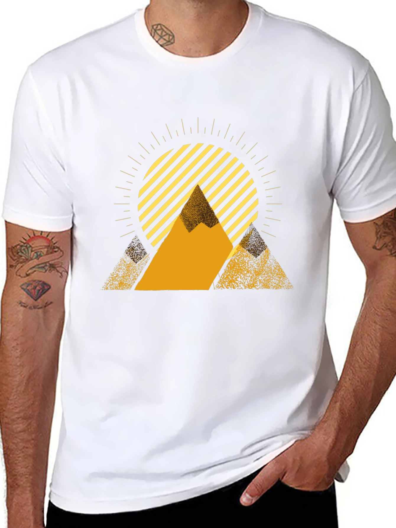 Mens Black Graphic Tee - Sunrise Mountain Design