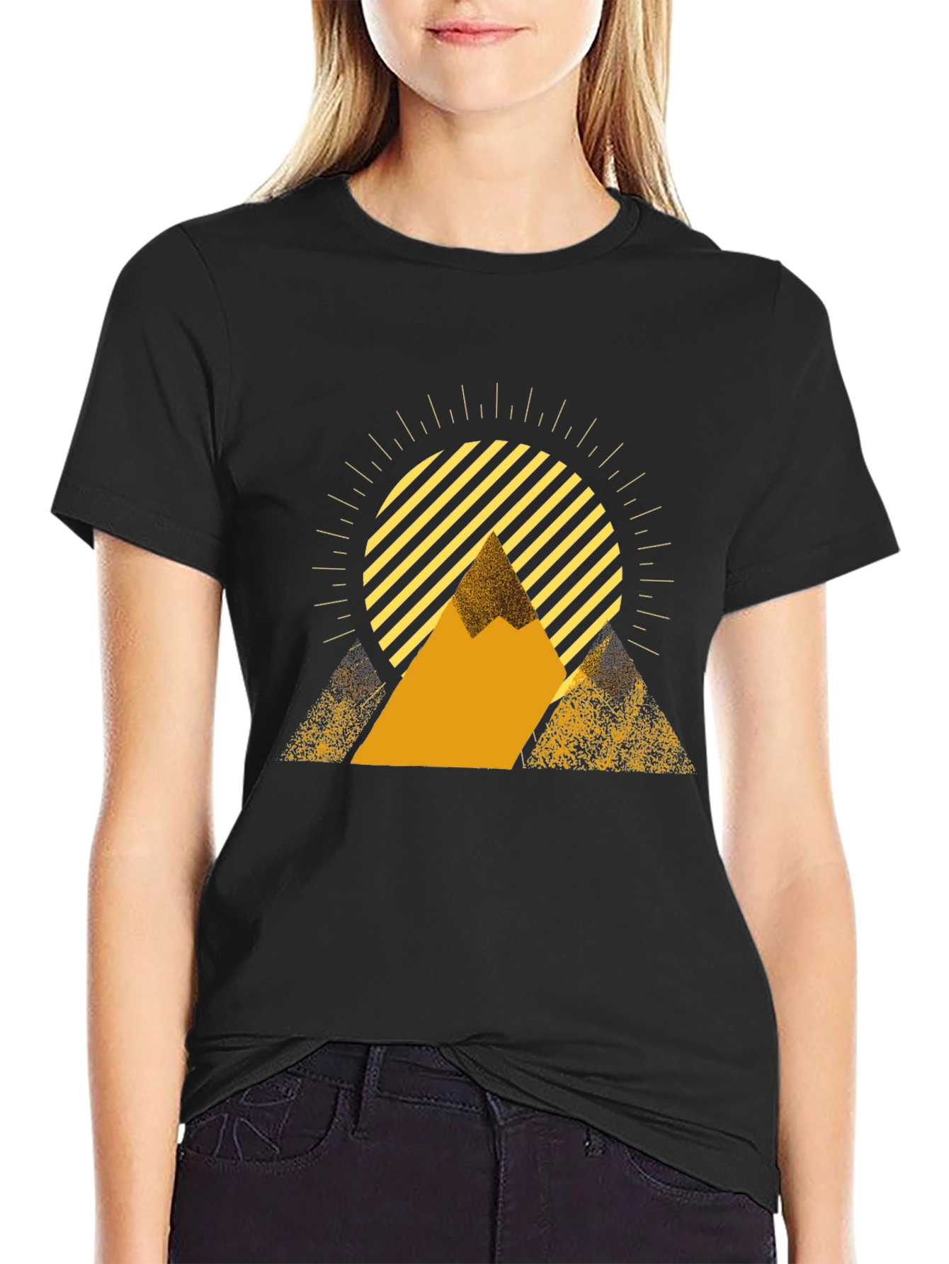 Mens Black Graphic Tee - Sunrise Mountain Design