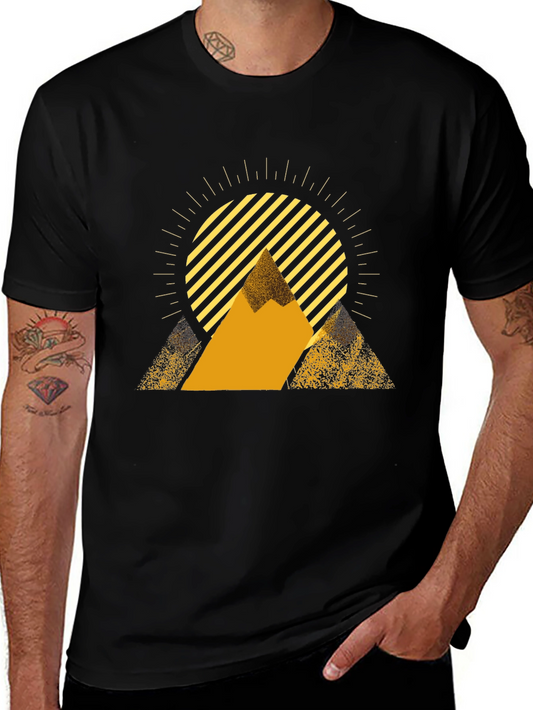 Mens Black Graphic Tee - Sunrise Mountain Design