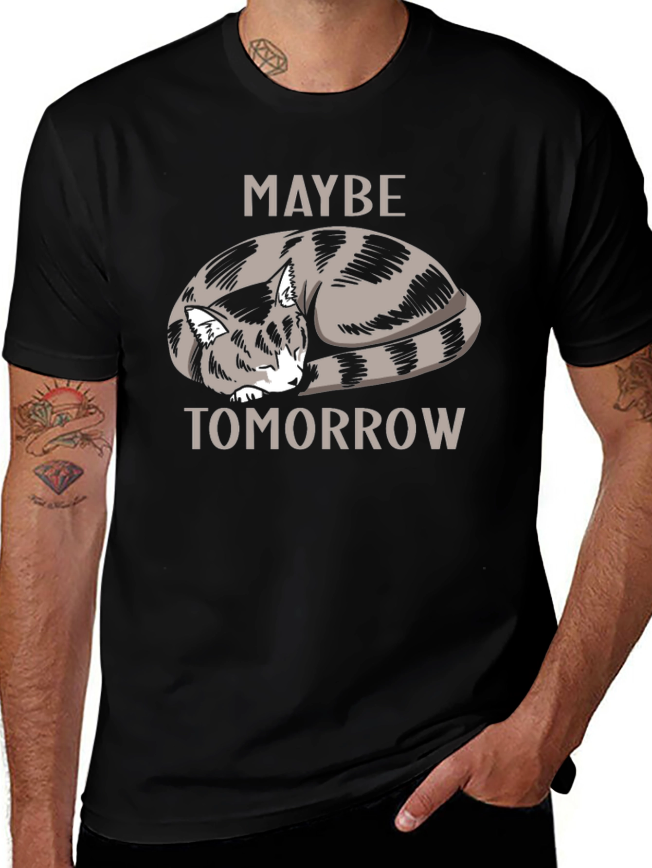 Maybe Tomorrow Cat Graphic T-Shirt