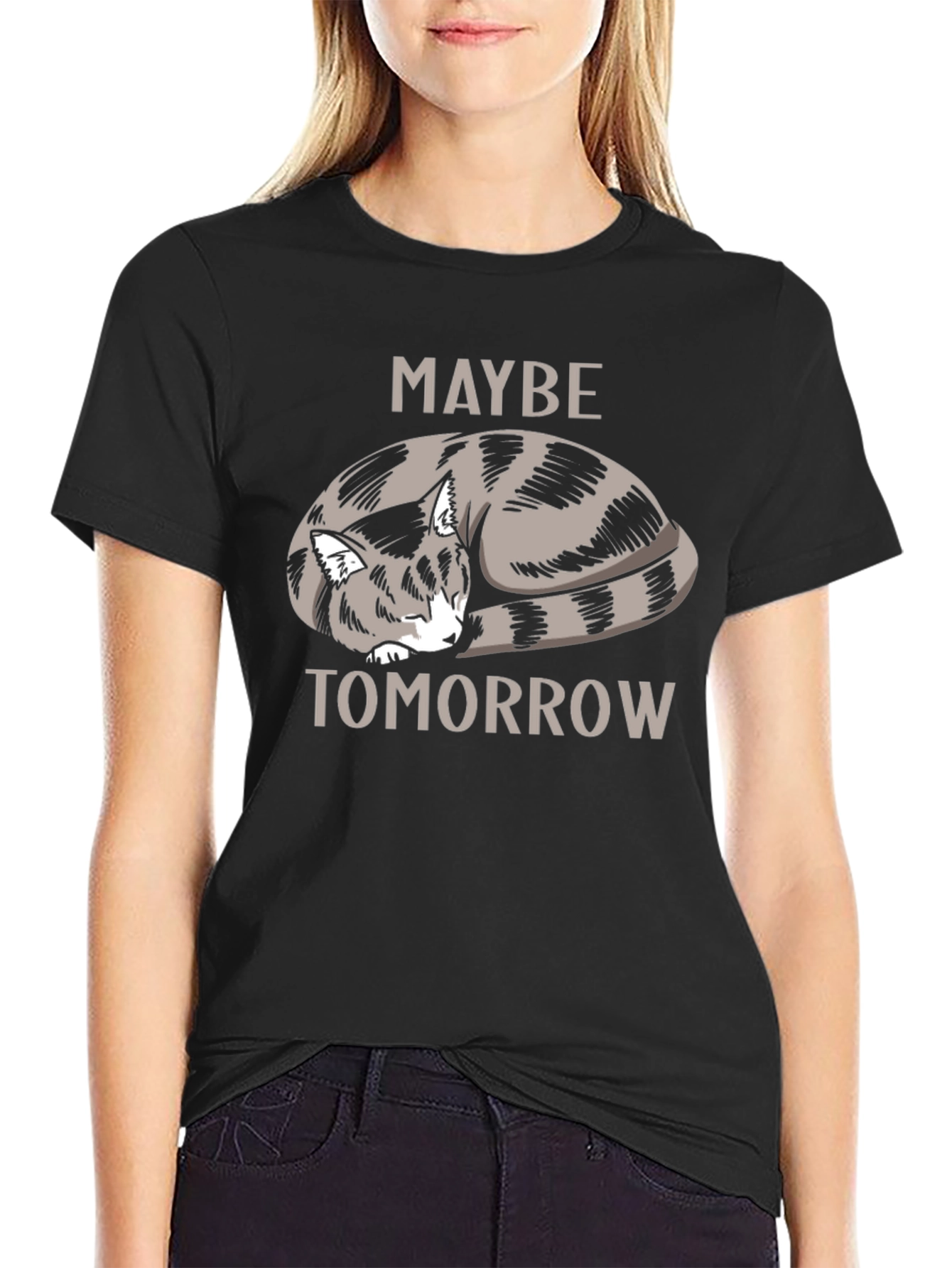 Maybe Tomorrow Cat Graphic T-Shirt
