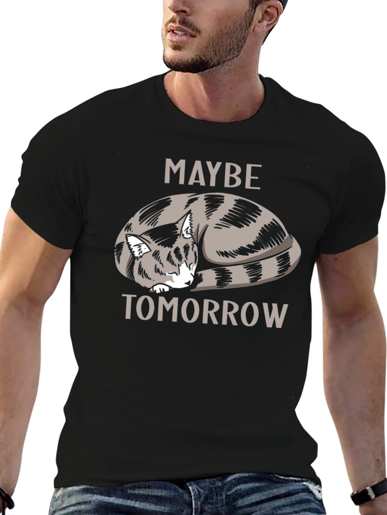 Maybe Tomorrow Cat Graphic T-Shirt
