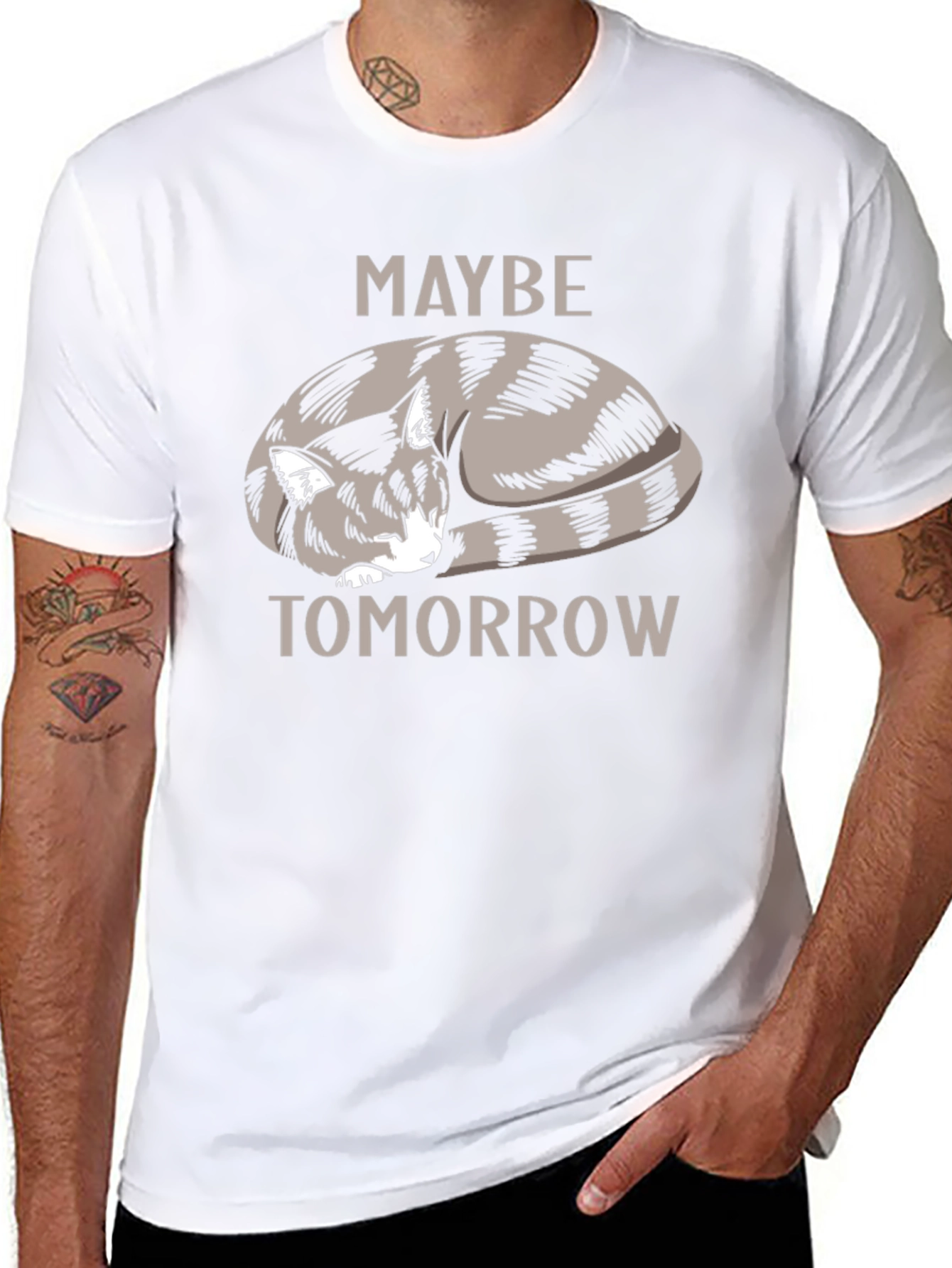 Maybe Tomorrow Cat Graphic T-Shirt