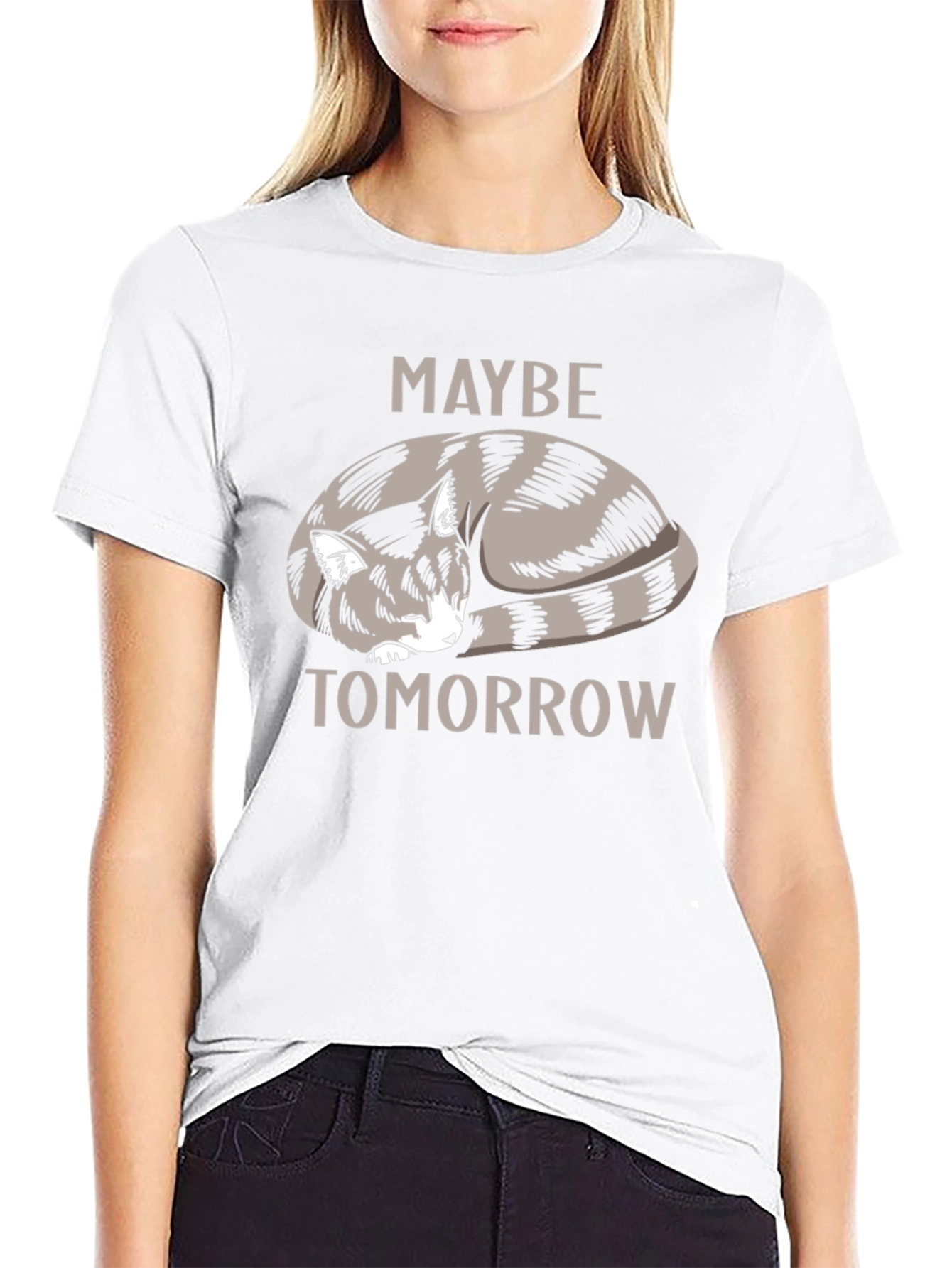 Maybe Tomorrow Cat Graphic T-Shirt