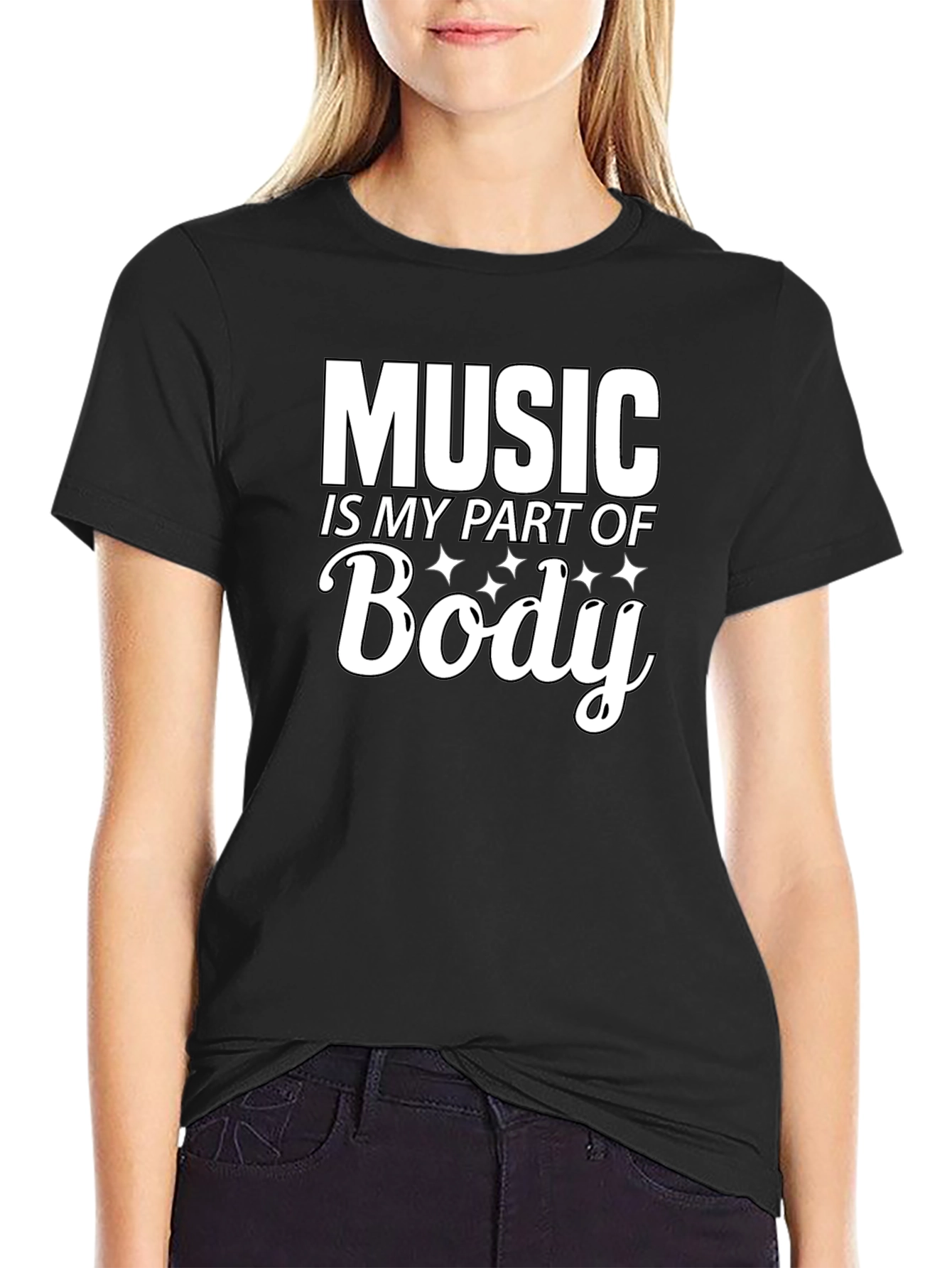 Music is My Part of Body Black T-Shirt