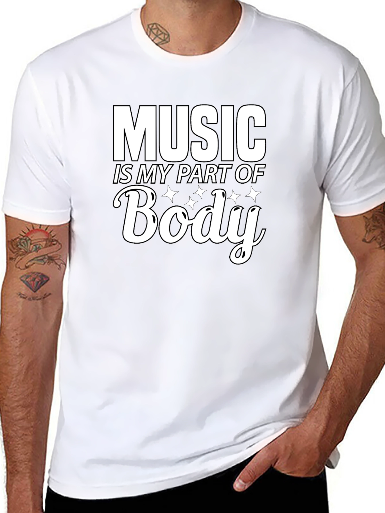 Music is My Part of Body Black T-Shirt