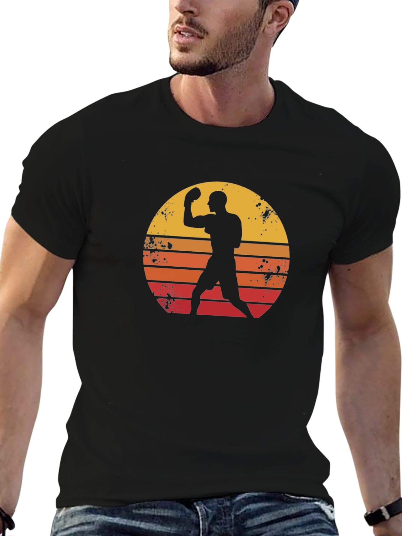 Retro Boxer Graphic Tee - Black