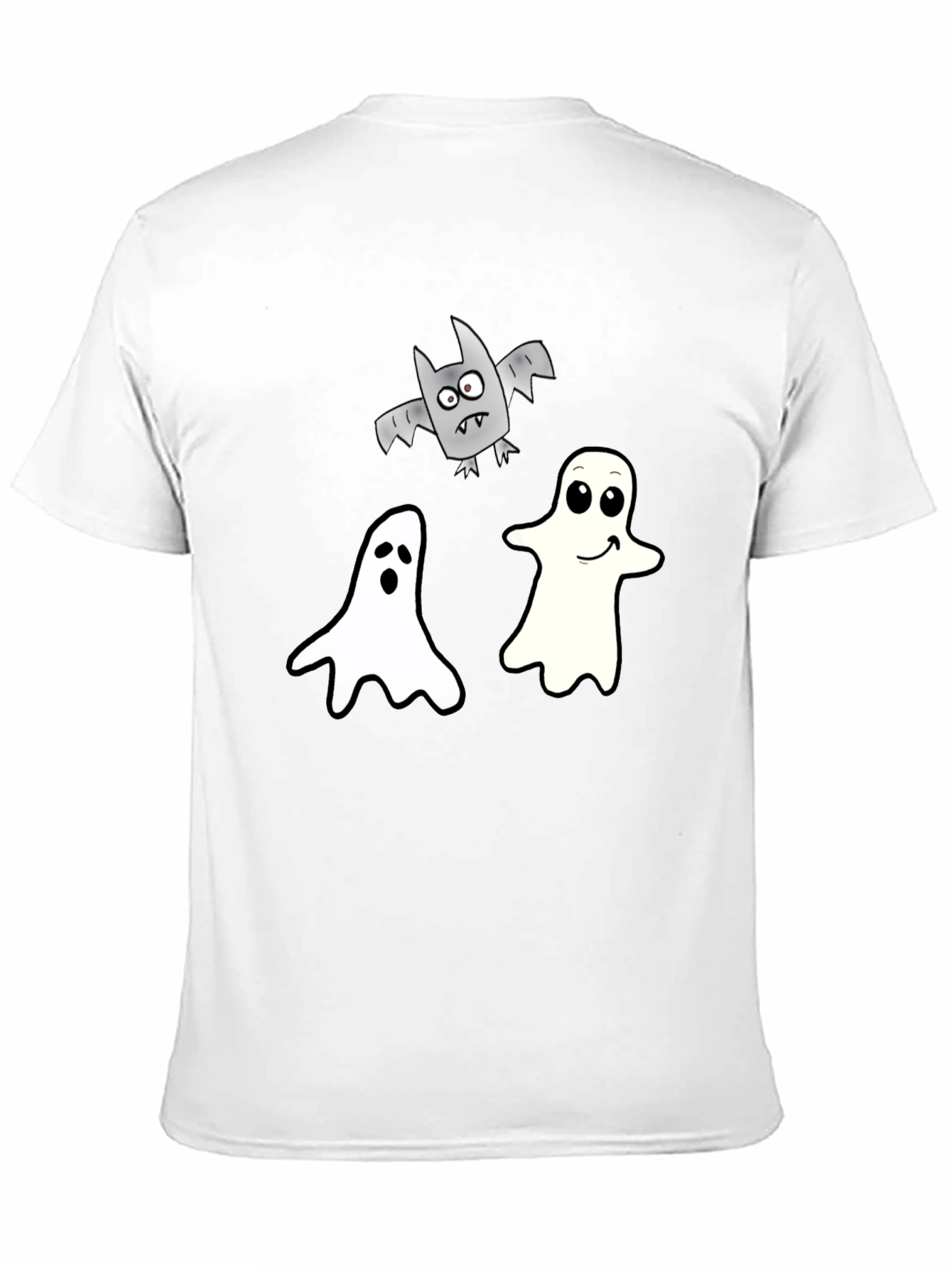 Spooky Season Tee: Ghosts and Bats Black T-Shirt