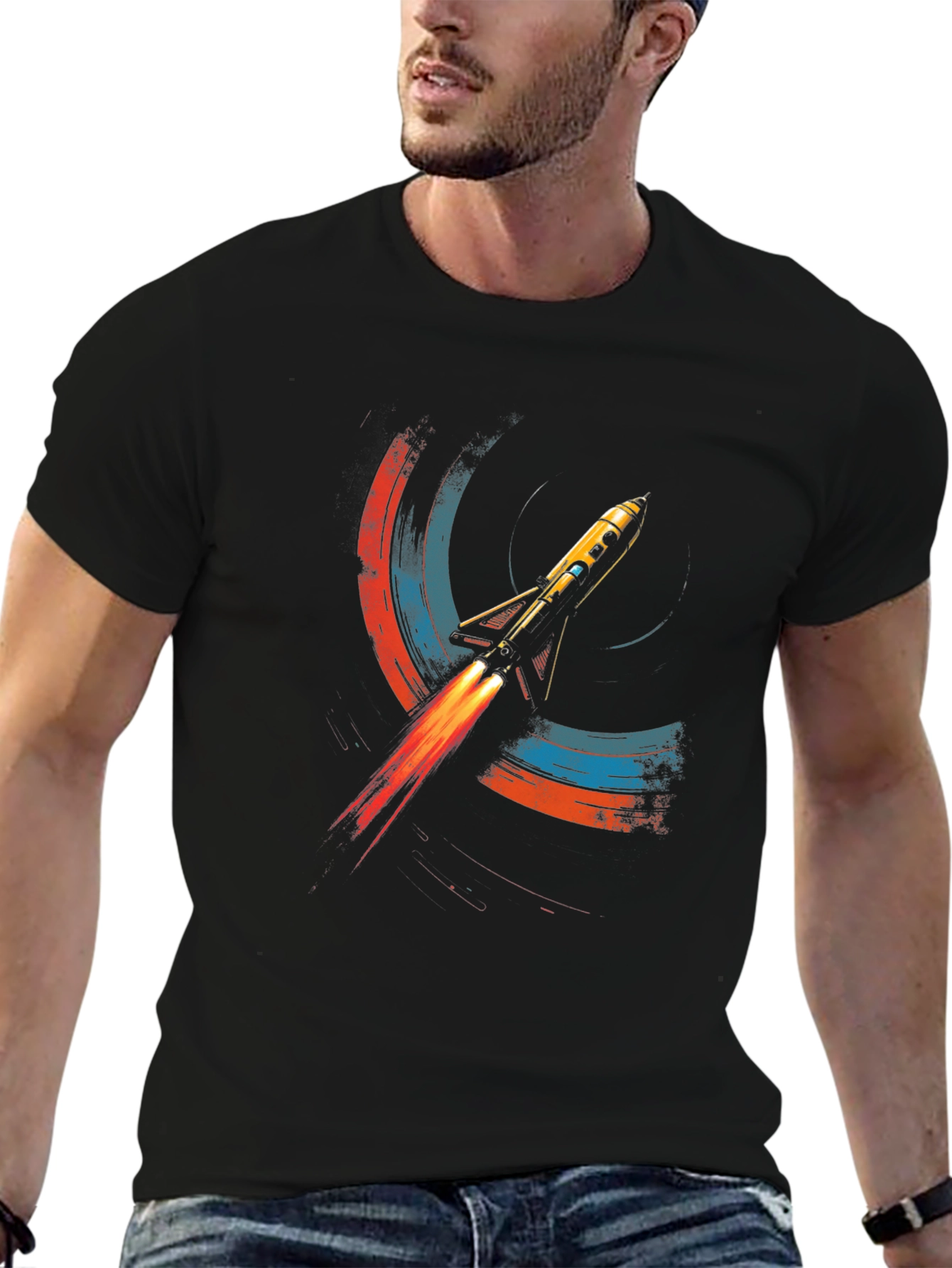 Retro Rocket Graphic Tee - Space Adventure Shirt