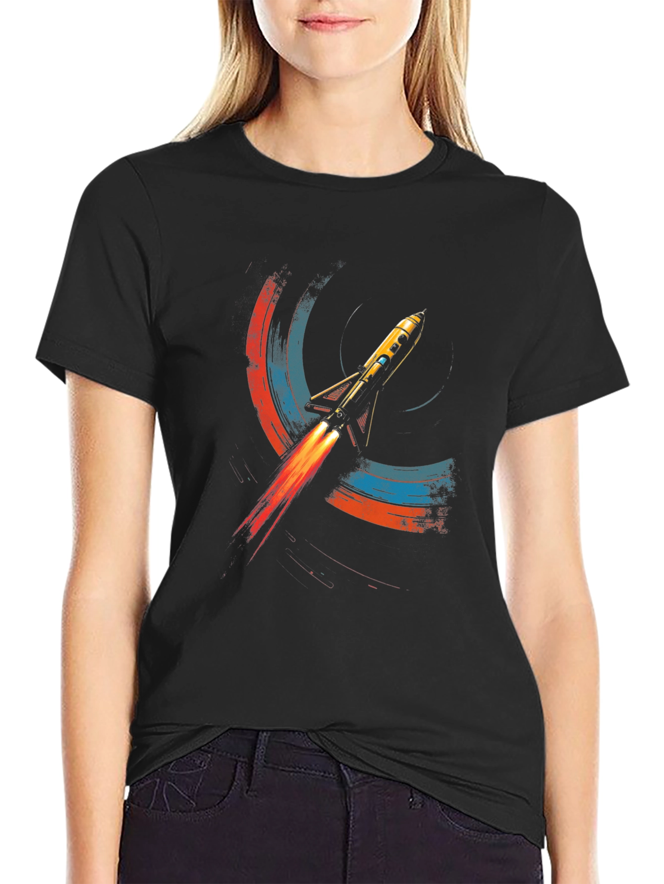 Retro Rocket Graphic Tee - Space Adventure Shirt