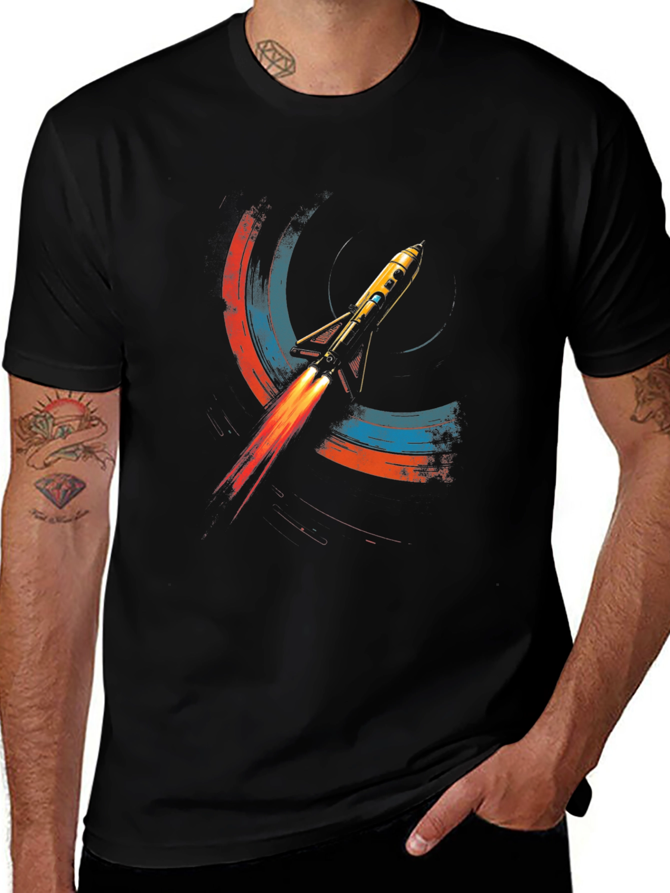 Retro Rocket Graphic Tee - Space Adventure Shirt
