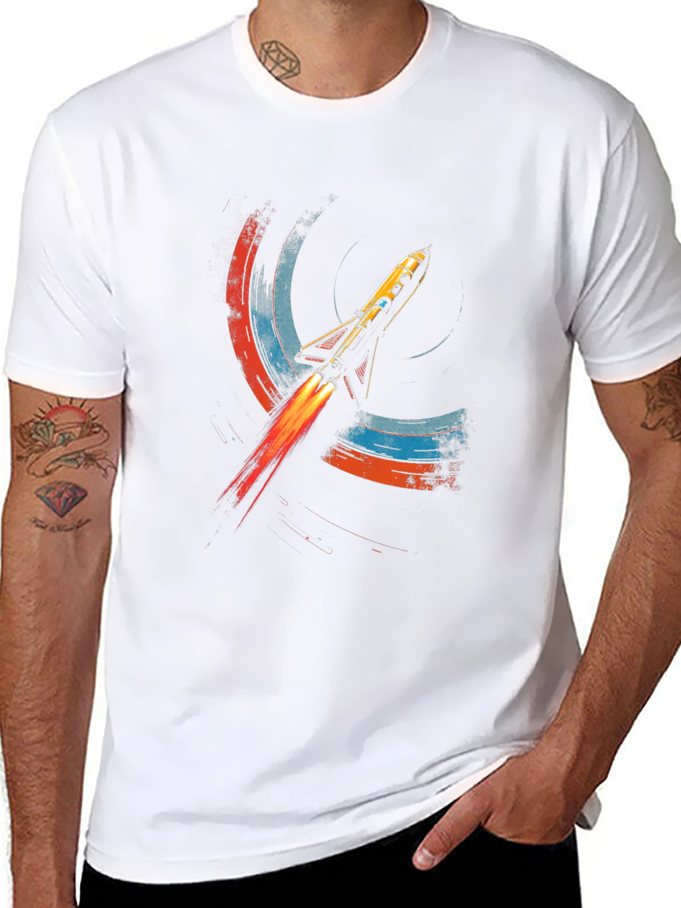 Retro Rocket Graphic Tee - Space Adventure Shirt