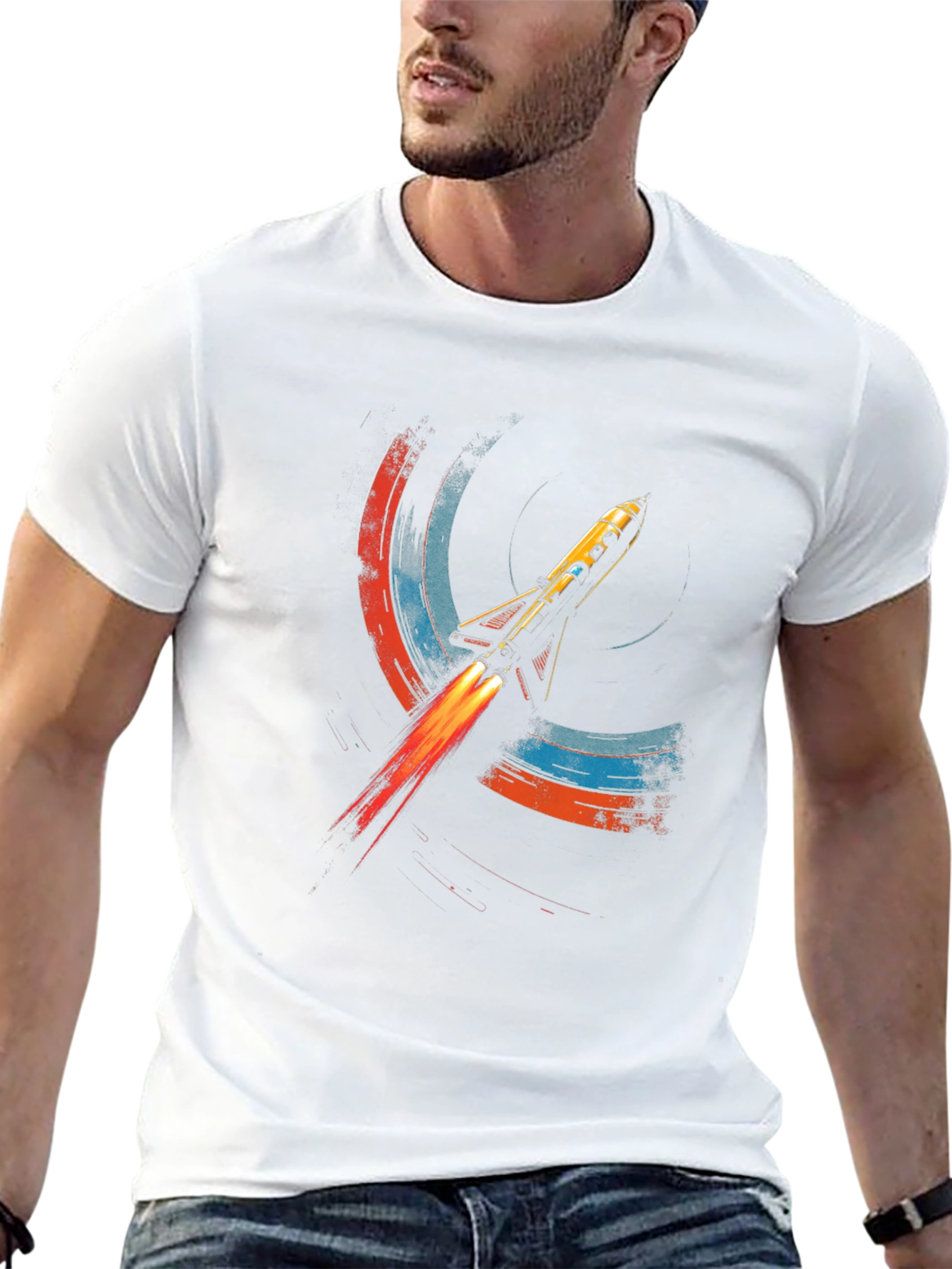 Retro Rocket Graphic Tee - Space Adventure Shirt