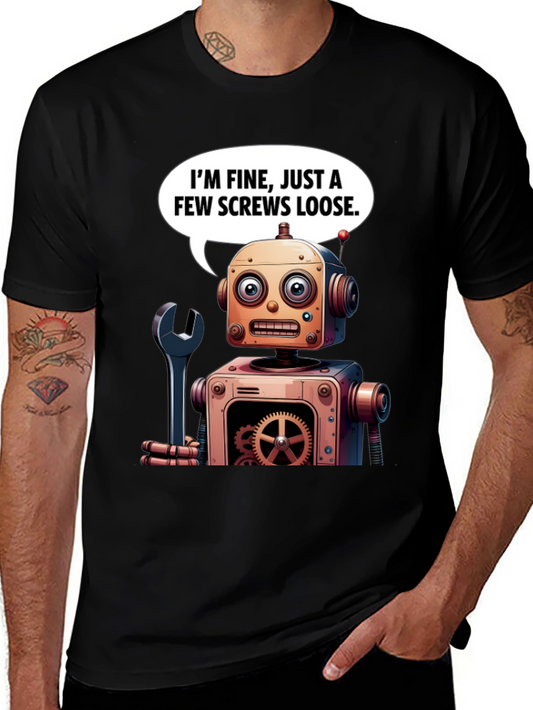 Funny Robot Screws Loose Graphic T-Shirt