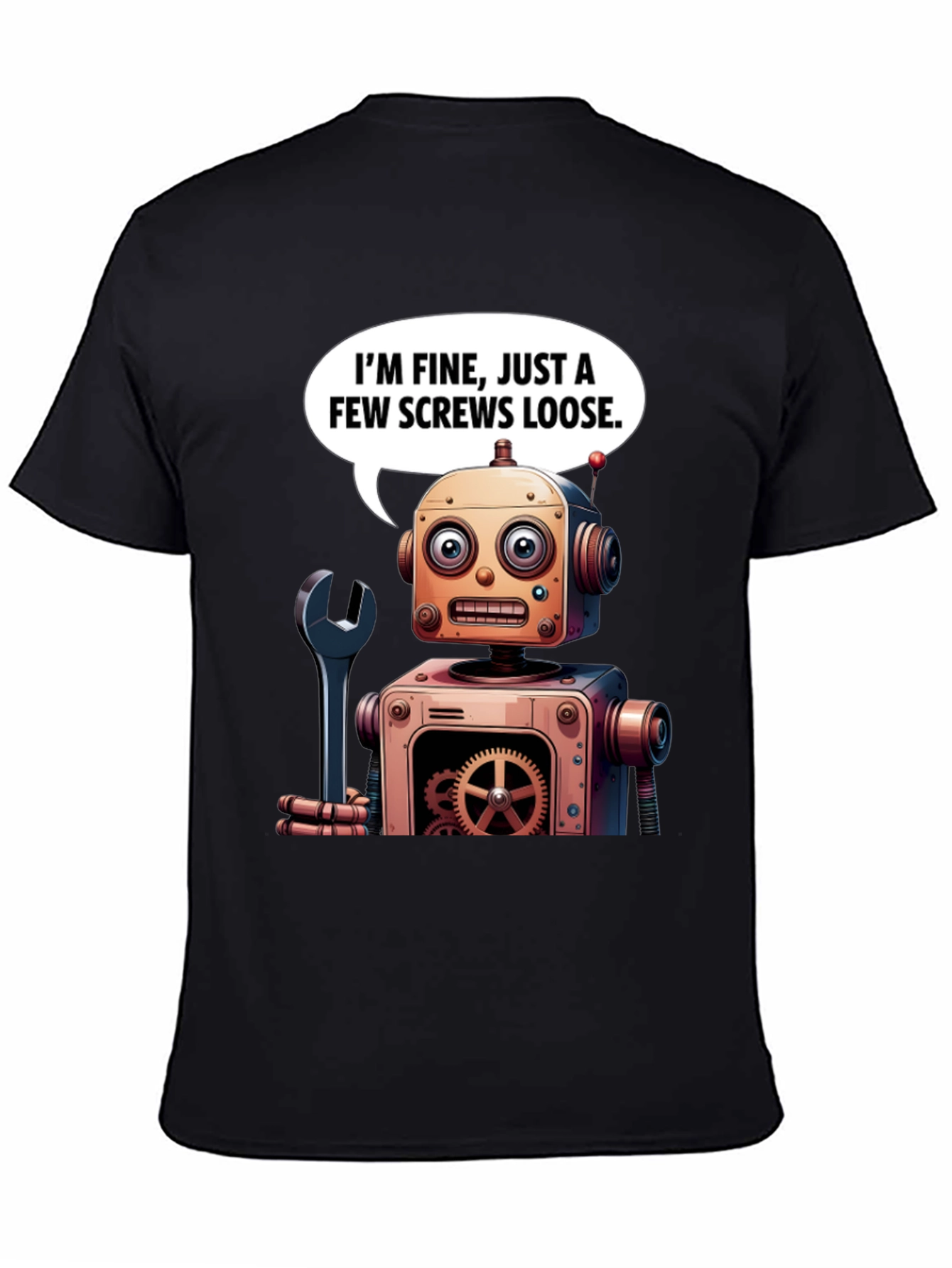 Funny Robot Screws Loose Graphic T-Shirt