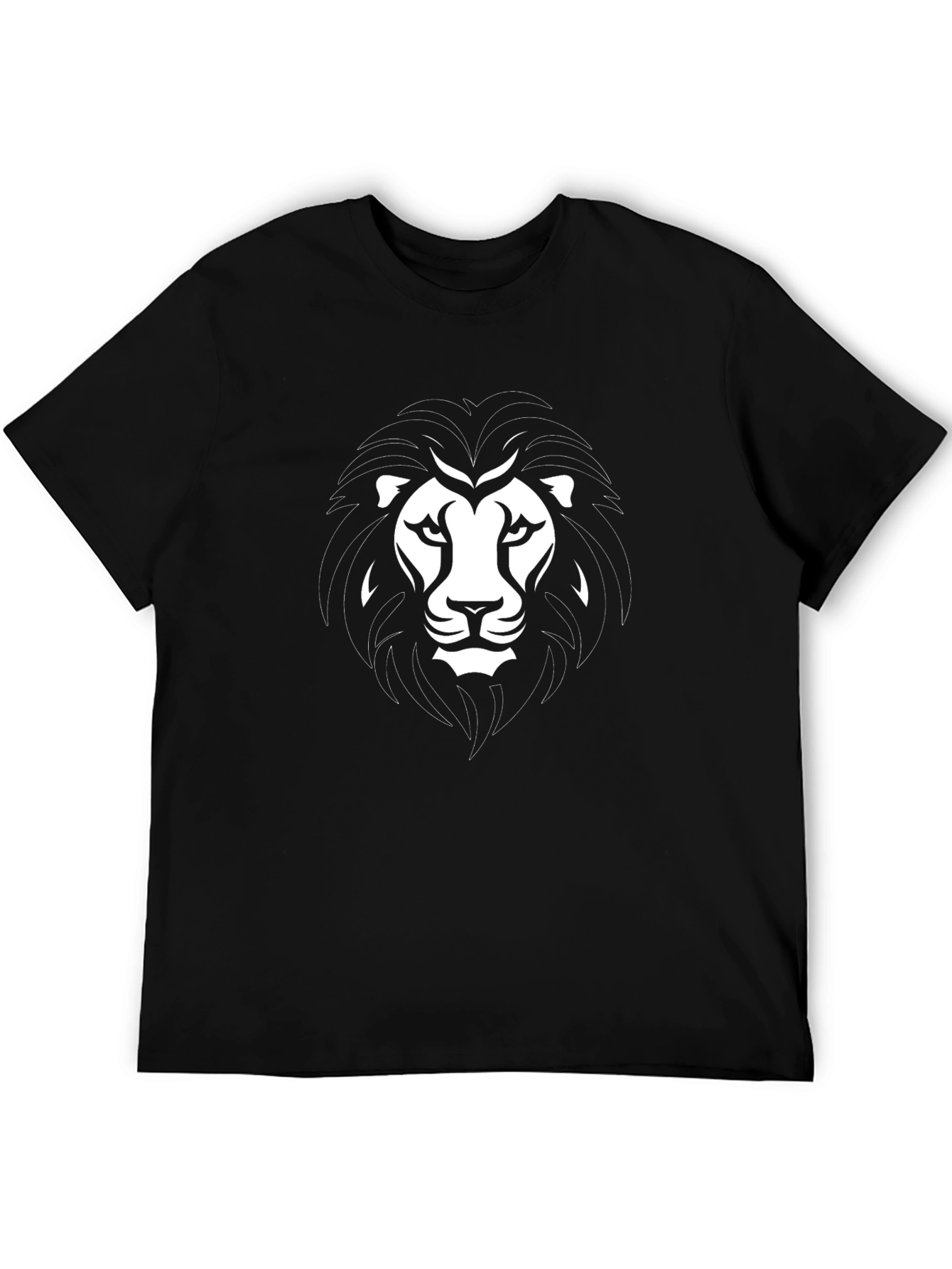 Lion Head Graphic Print Black T-Shirt