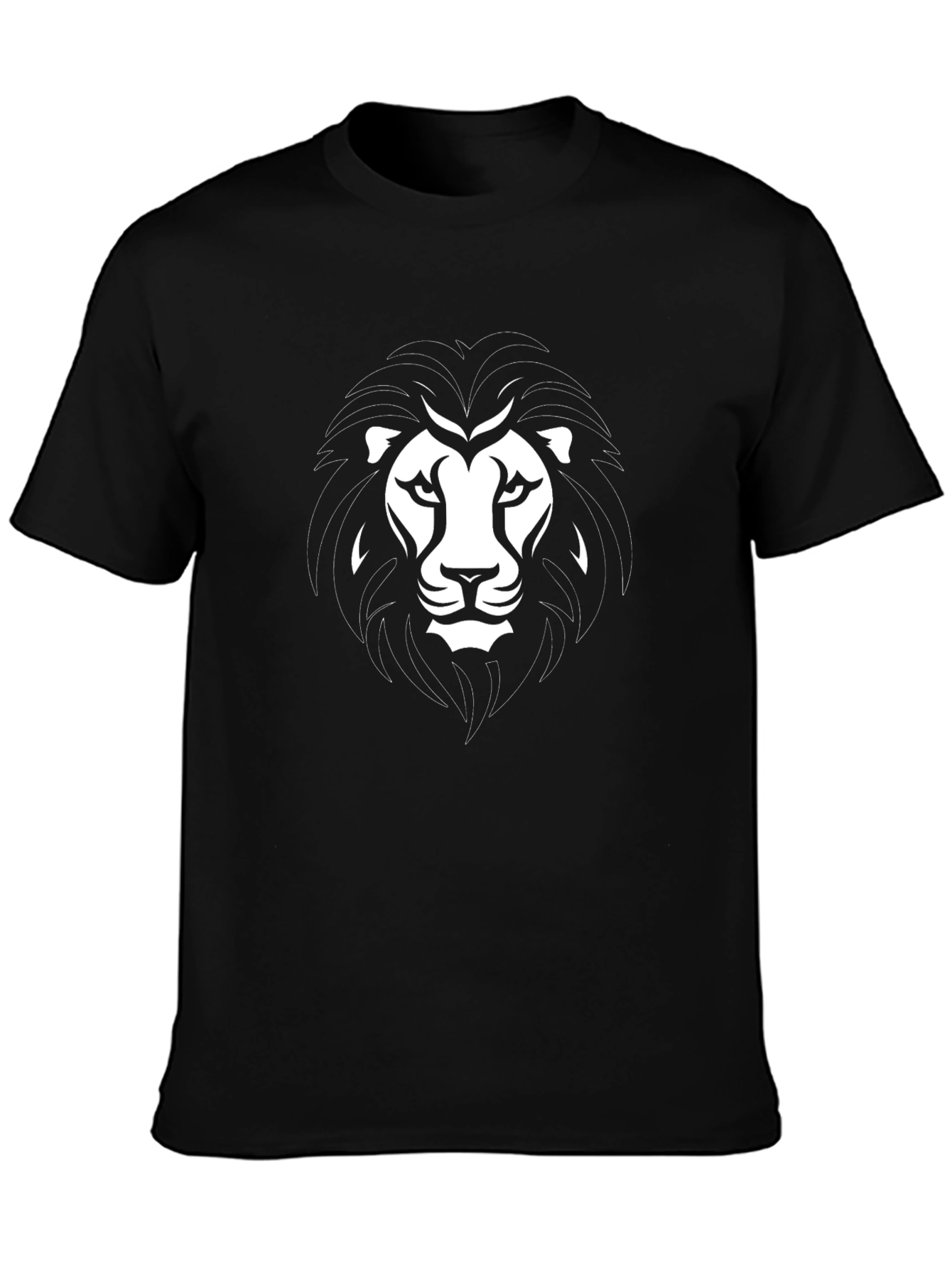 Lion Head Graphic Print Black T-Shirt