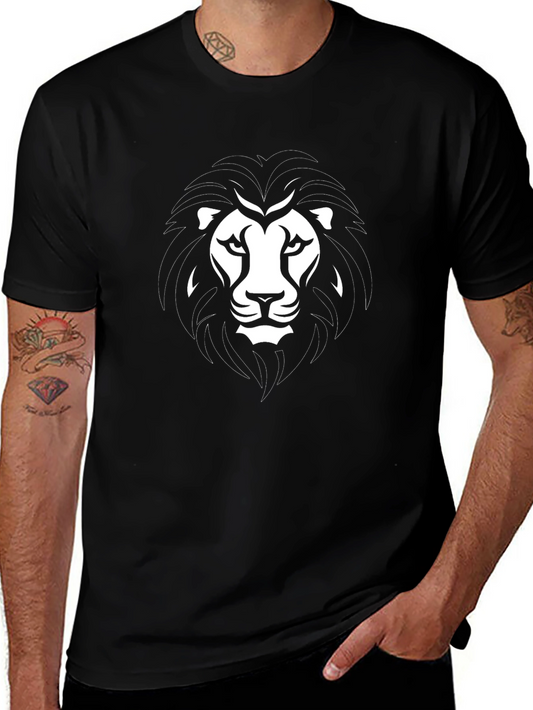 Lion Head Graphic Print Black T-Shirt