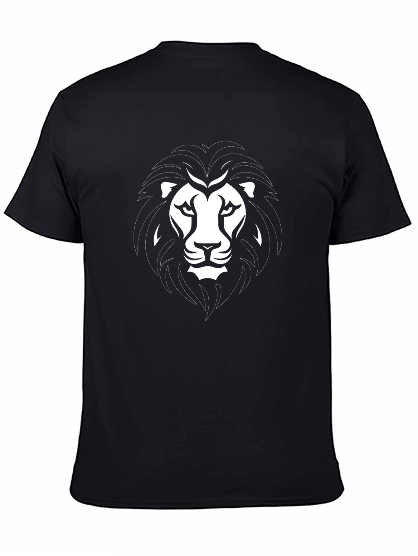 Lion Head Graphic Print Black T-Shirt