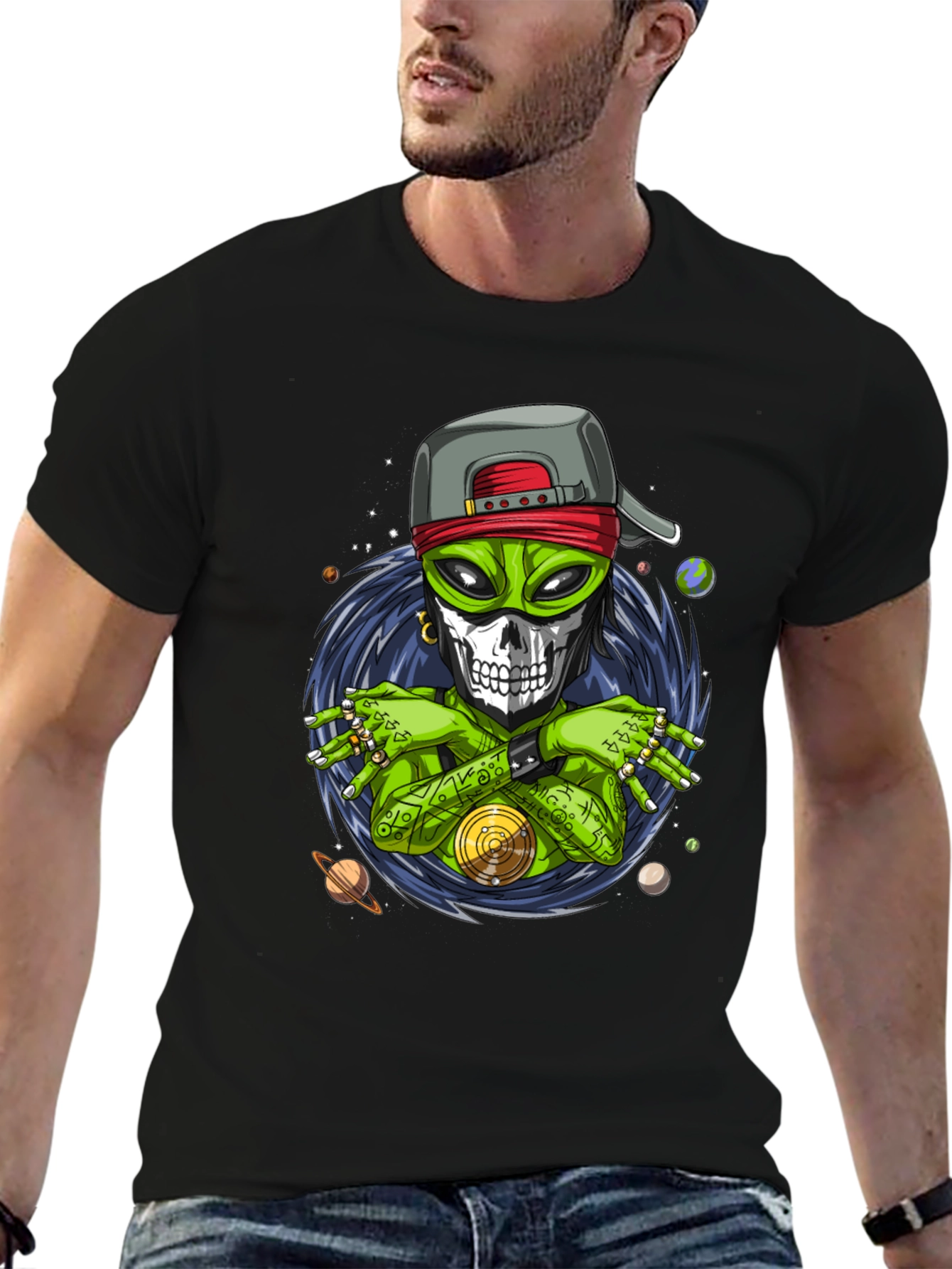 Alien DJ Graphic Tee - Space Rave Style
