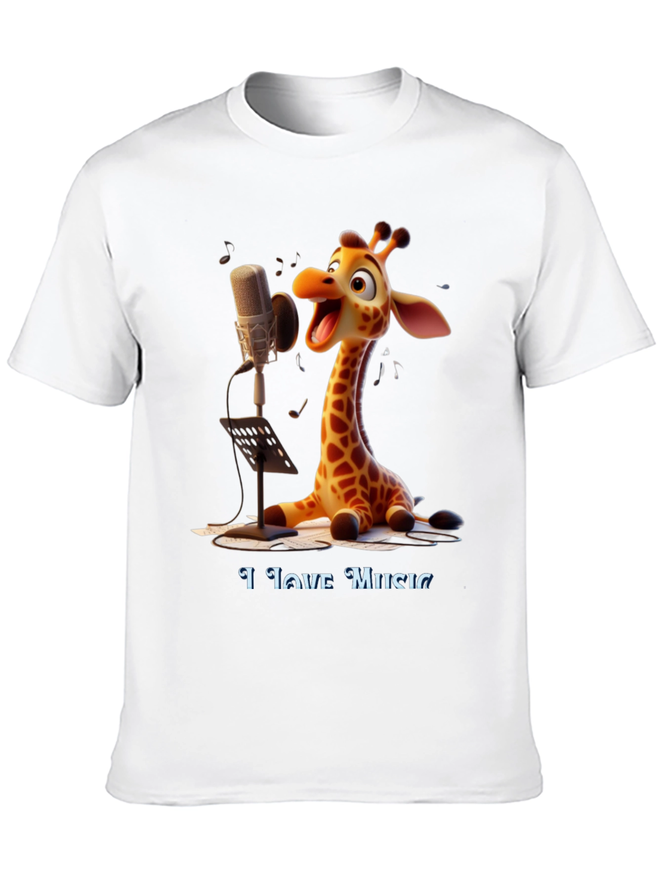 Giraffe Singer Graphic Tee - I Love Music T-Shirt