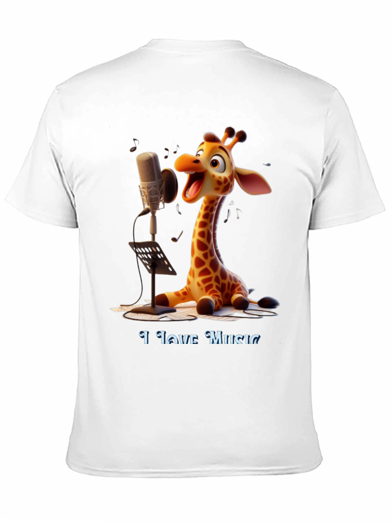 Giraffe Singer Graphic Tee - I Love Music T-Shirt