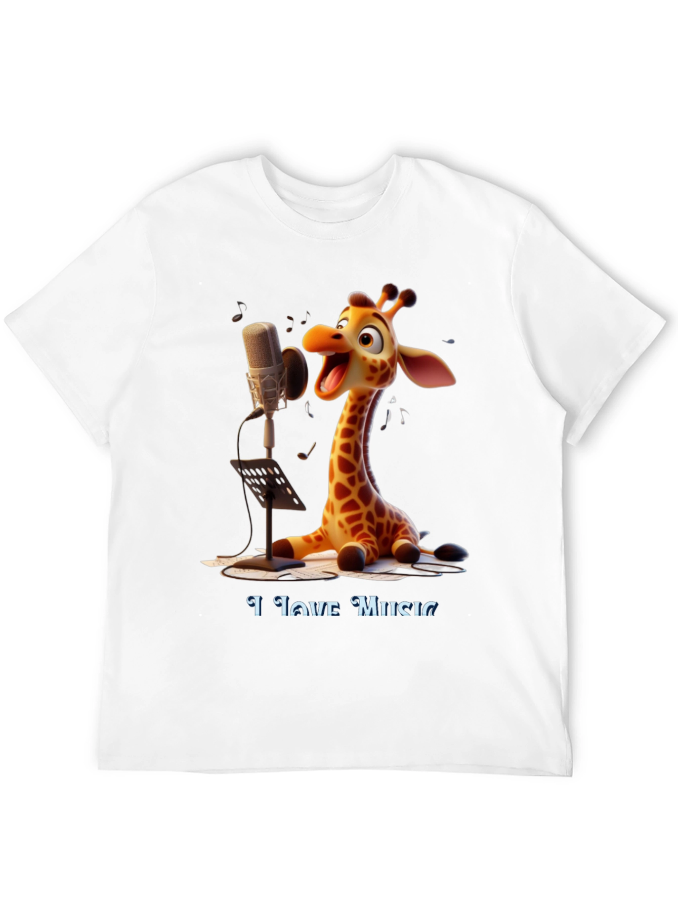 Giraffe Singer Graphic Tee - I Love Music T-Shirt