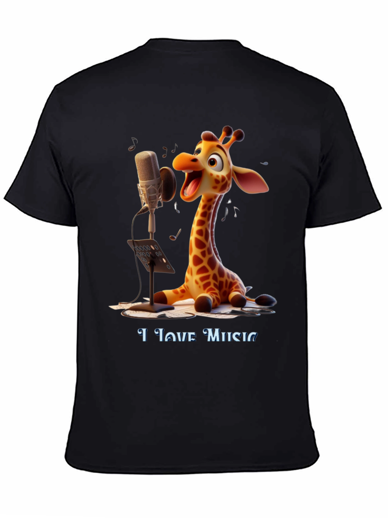 Giraffe Singer Graphic Tee - I Love Music T-Shirt