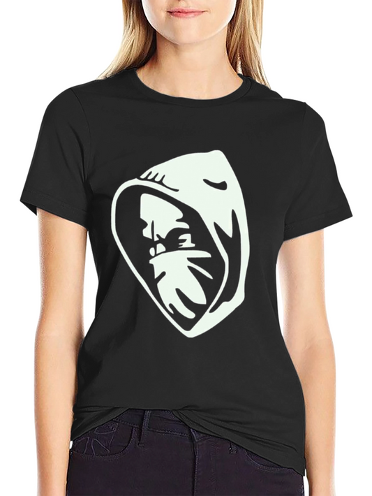 Hooded Figure Graphic T-Shirt - Black