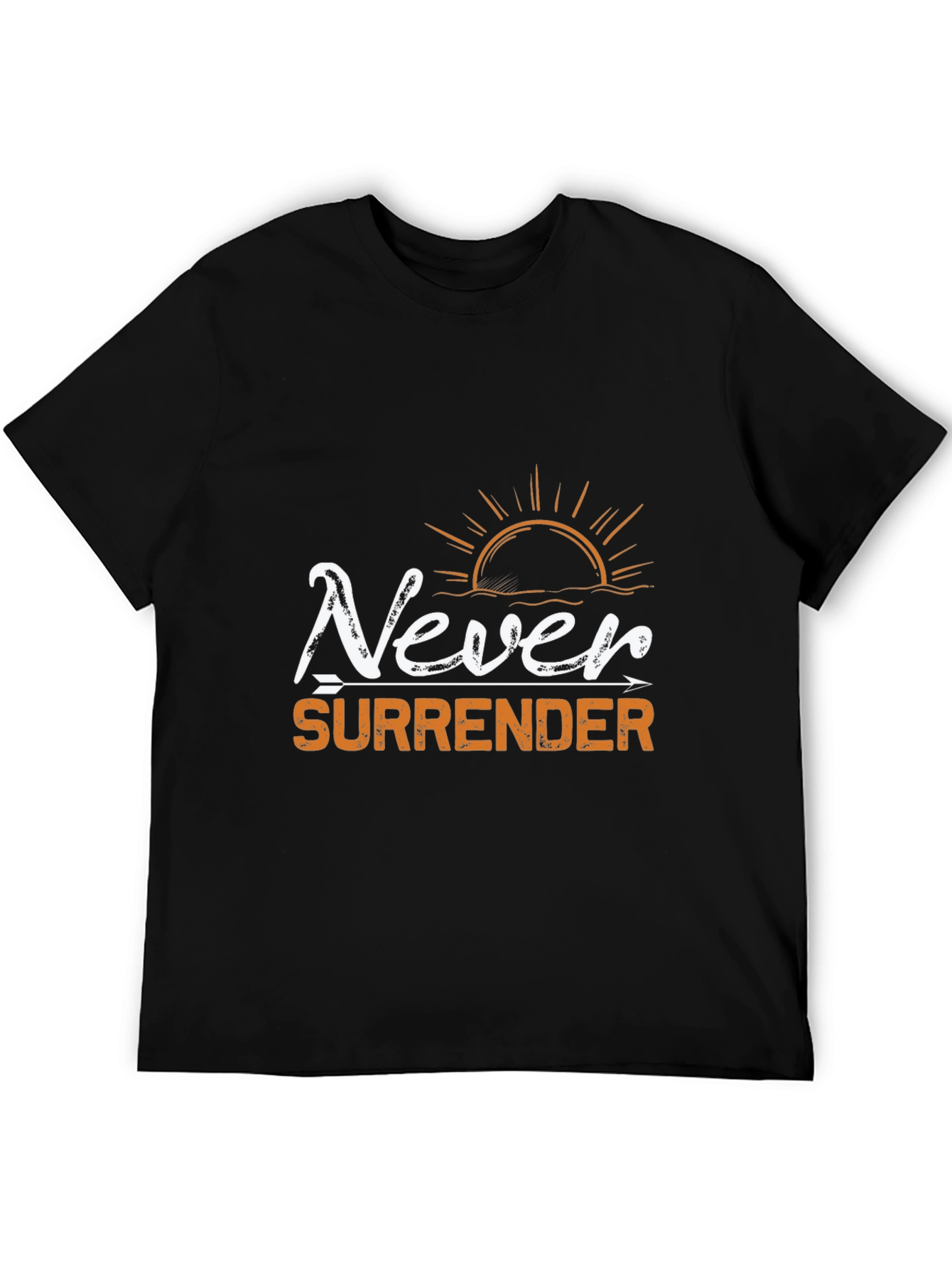 Never Surrender Graphic Print Black Tee