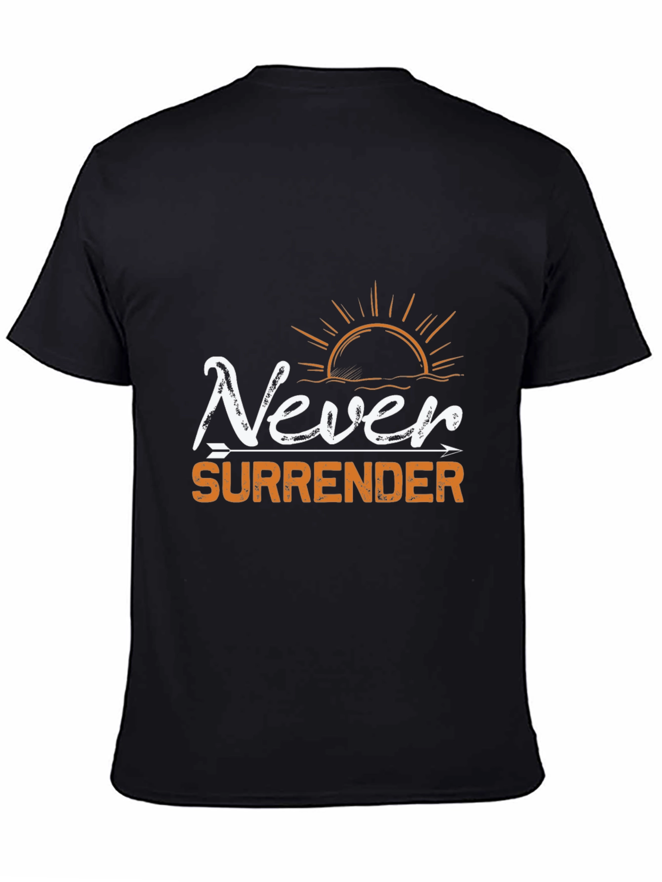 Never Surrender Graphic Print Black Tee