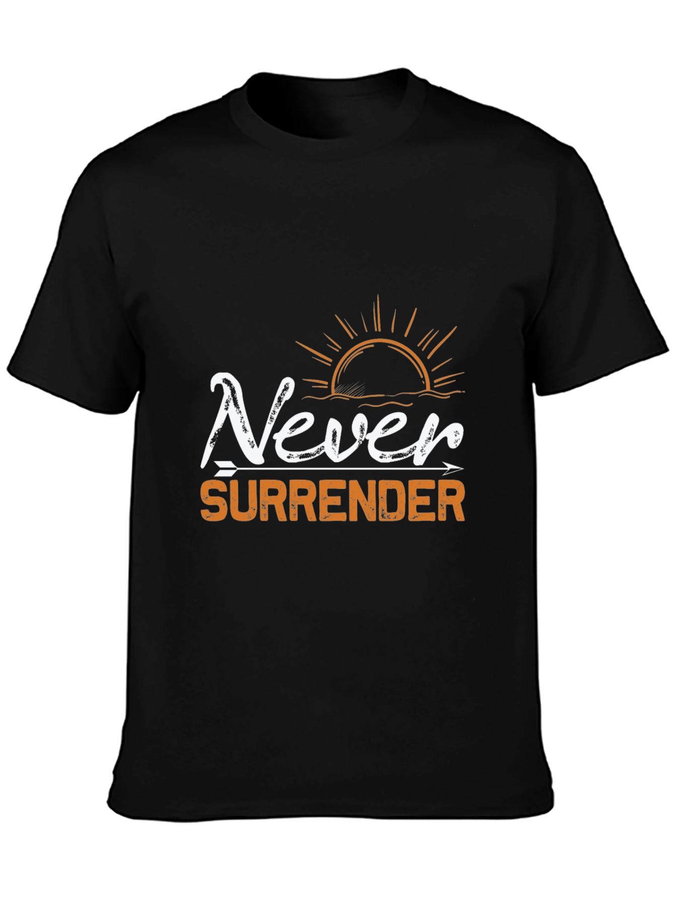 Never Surrender Graphic Print Black Tee