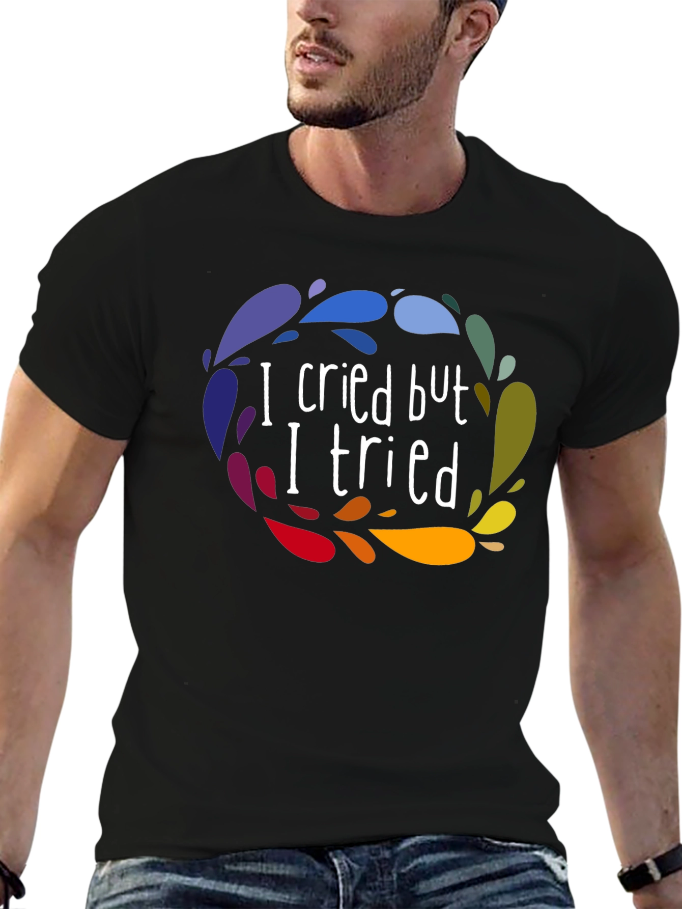 I Cried But I Tried Graphic Tee - Black
