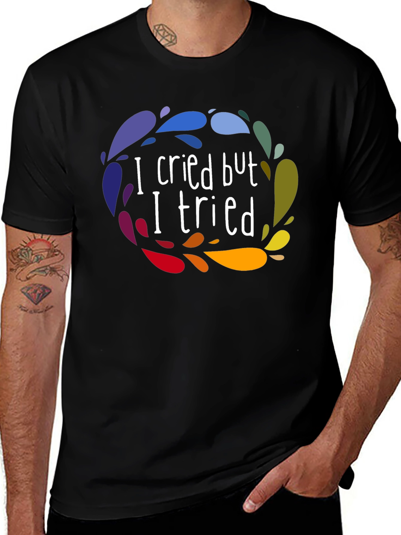 I Cried But I Tried Graphic Tee - Black