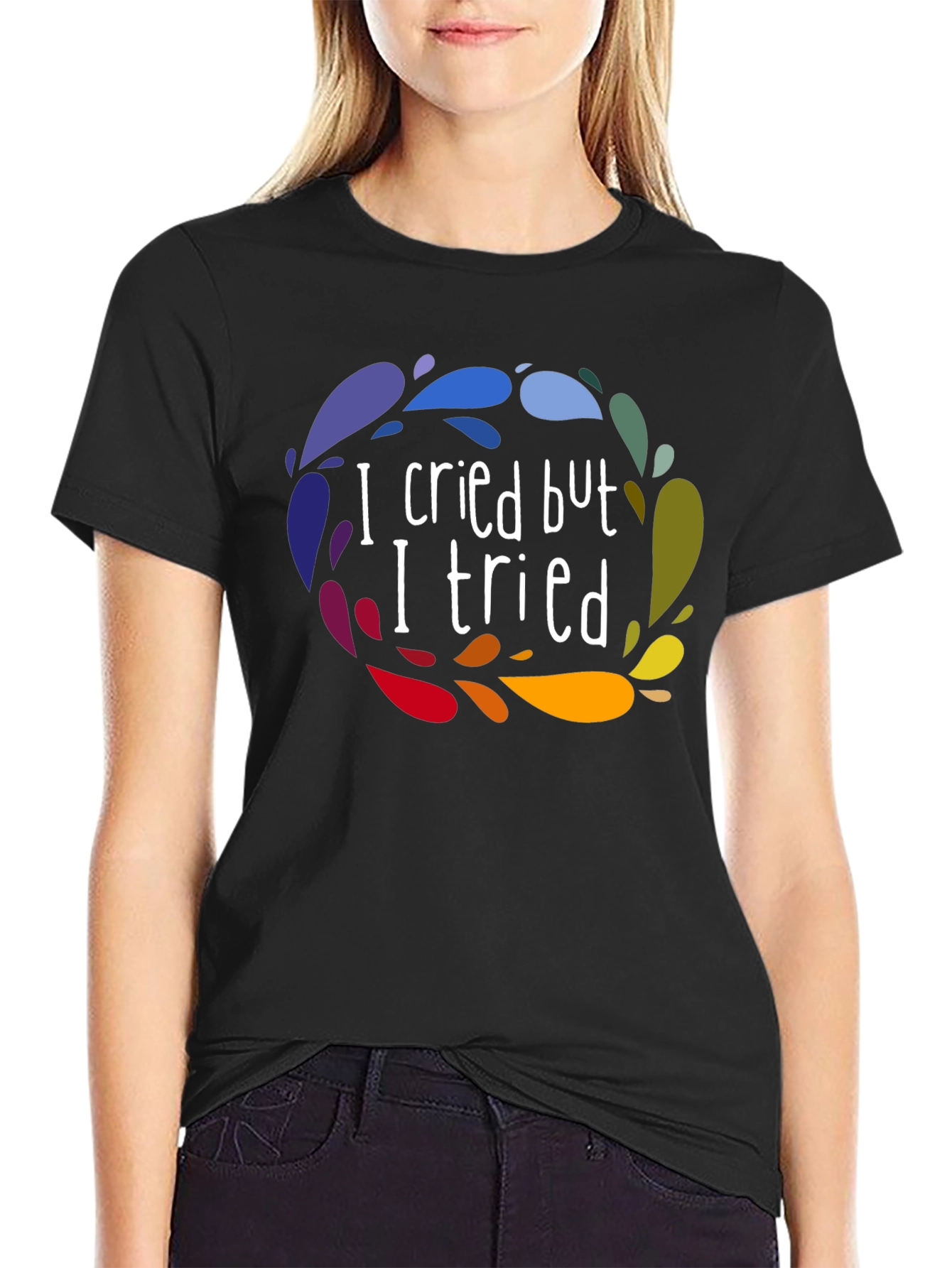 I Cried But I Tried Graphic Tee - Black