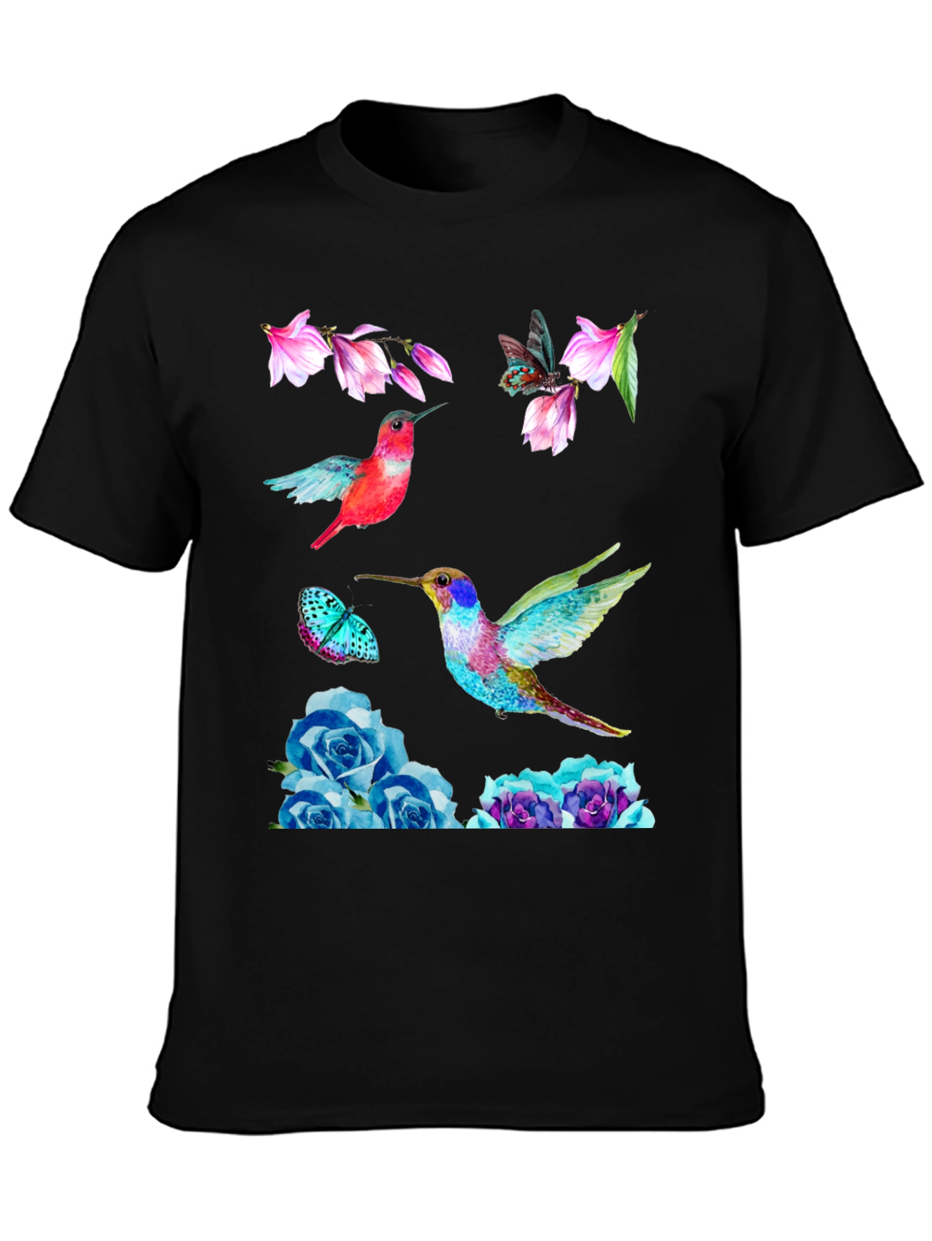 Hummingbird Floral Print T-Shirt