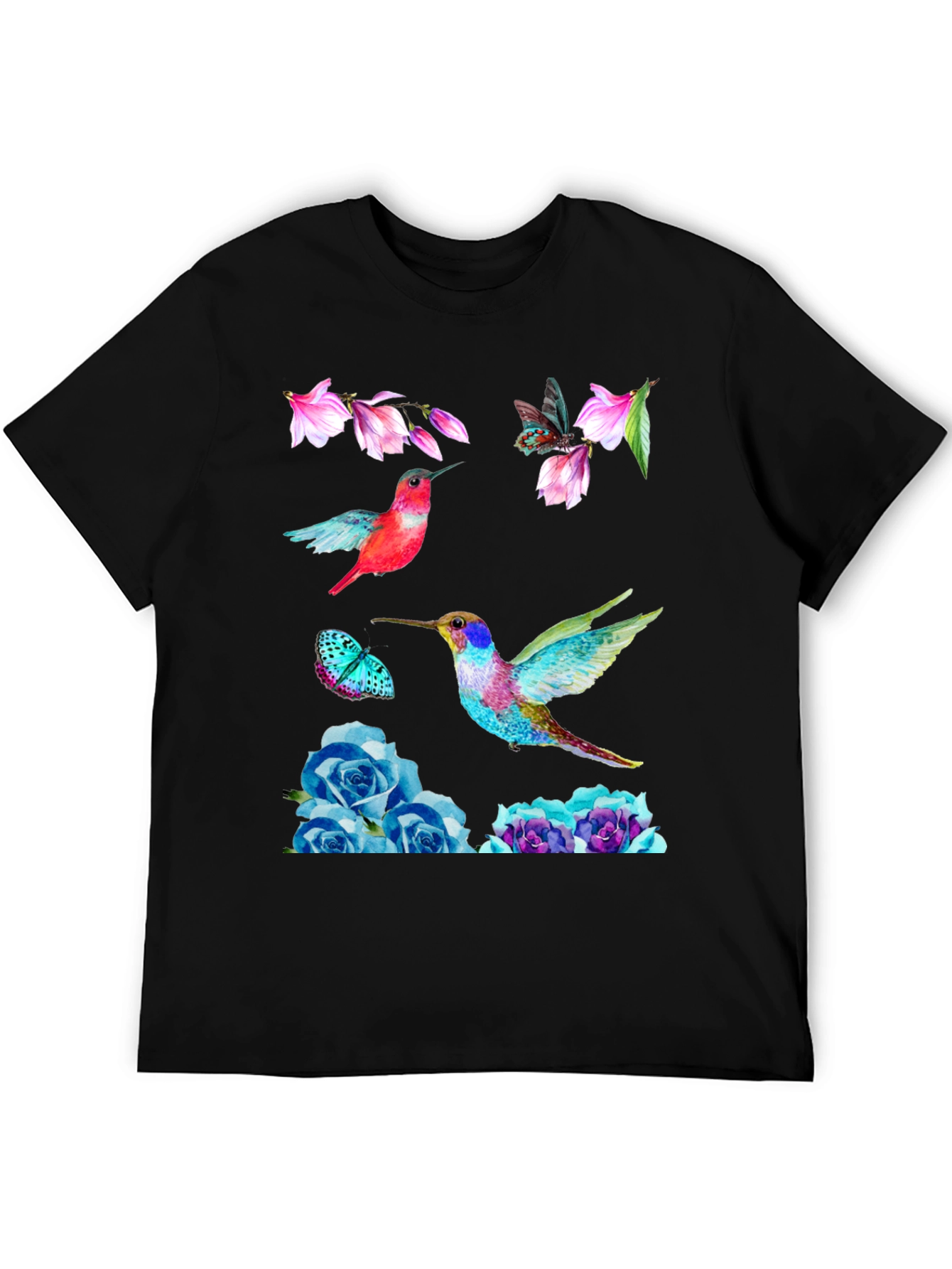 Hummingbird Floral Print T-Shirt